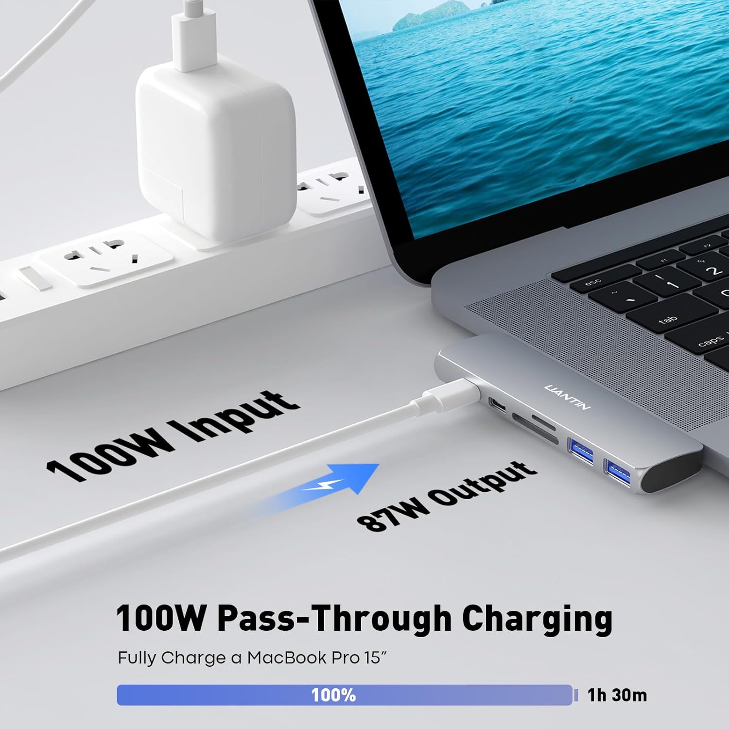 Adaptador USB C Hub HDMI para MacBook ProAir M1 M2 2022 2021 2020 13″ 15″ 16″, 7 en 2 Mac Adaptador multipuerto USB Accesorios con HDMI 4K, 2