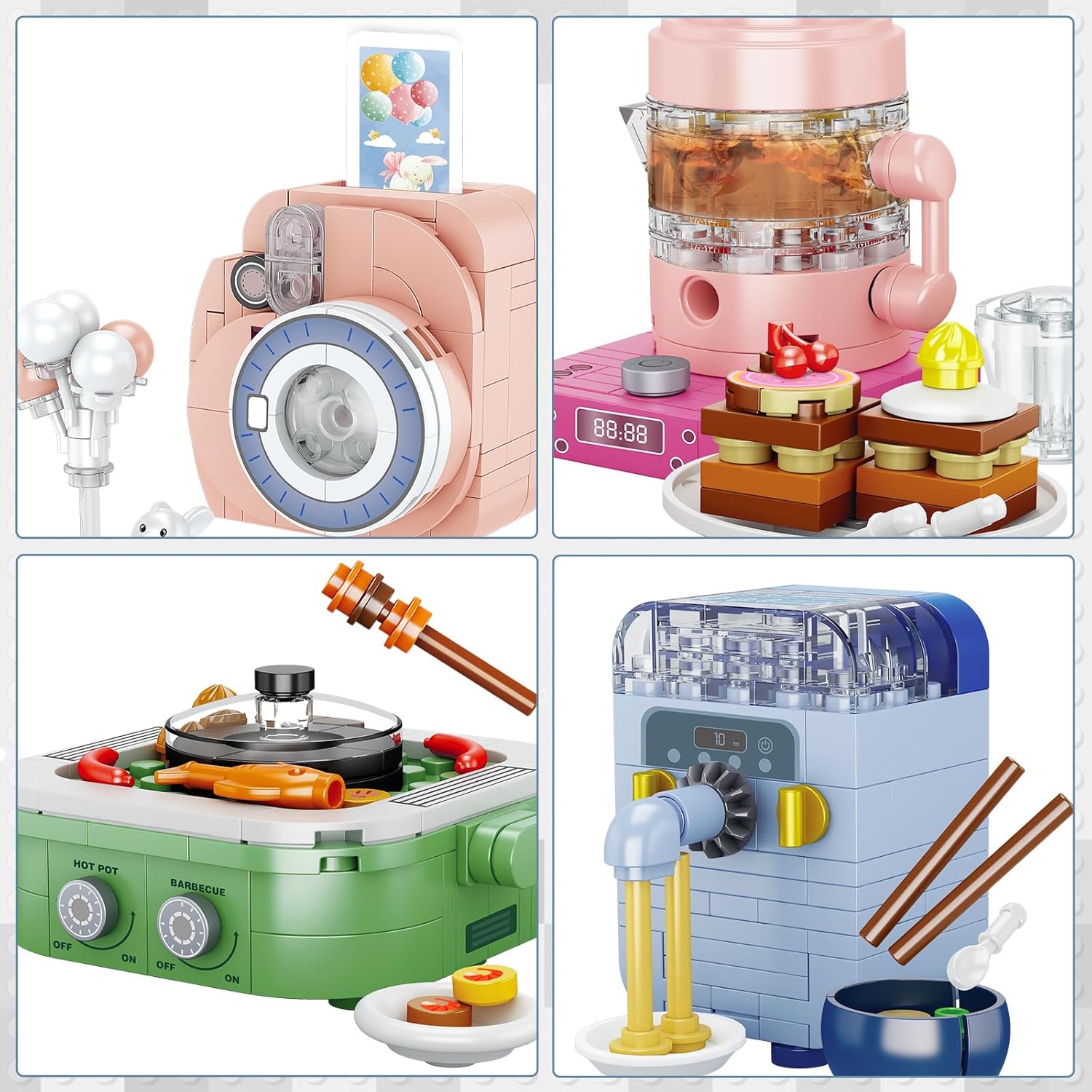 JMBricklayer Juego de construcción para niñas, 12 piezas de mini electrodomésticos mejorados, juegos de juguetes para niños, recuerdos de fiesta,