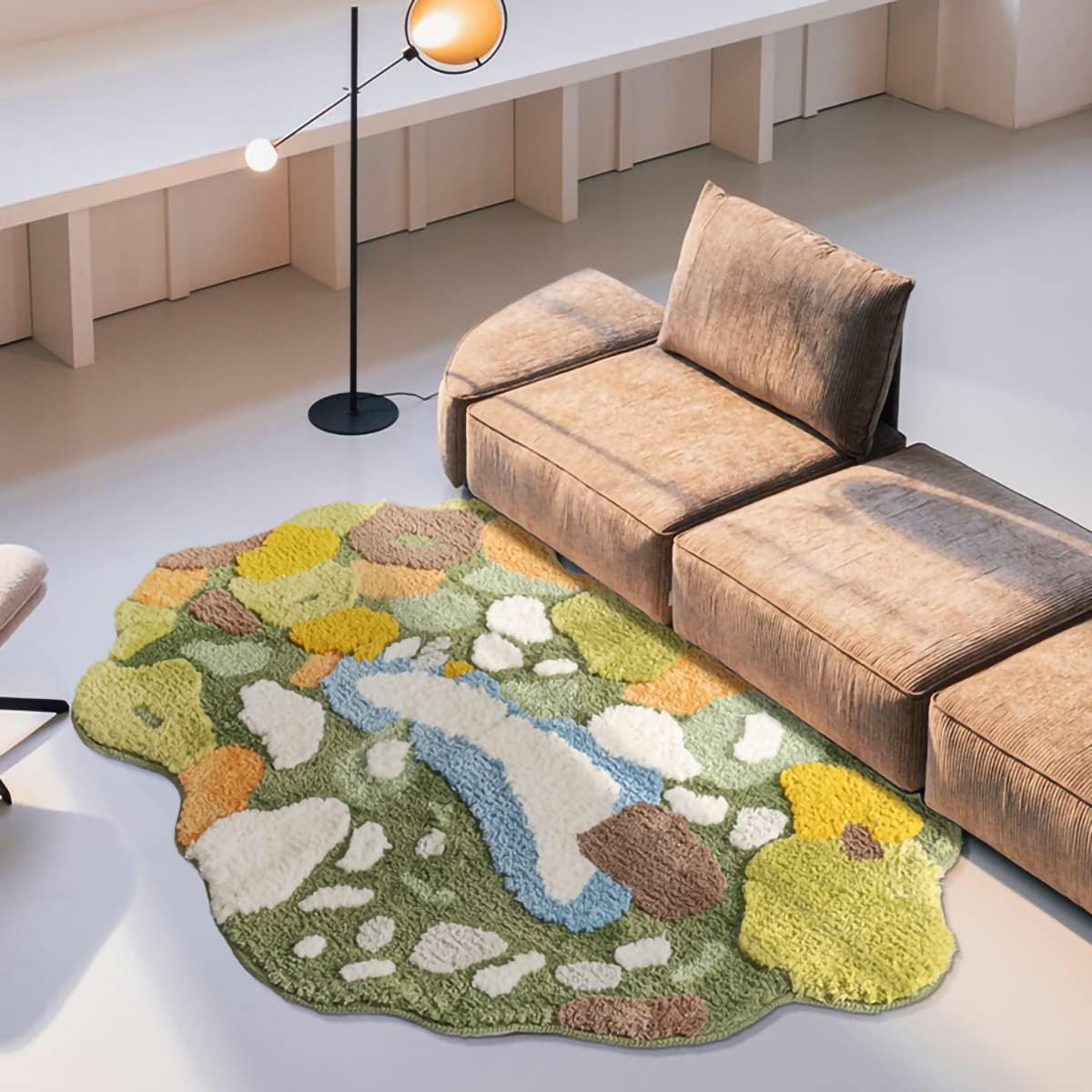 Moss Rug 3D estéreo irregular, alfombra de pasillo, bonita alfombra de baño verde, antideslizante, suave, lanuda y absorbente, para dormitorio,