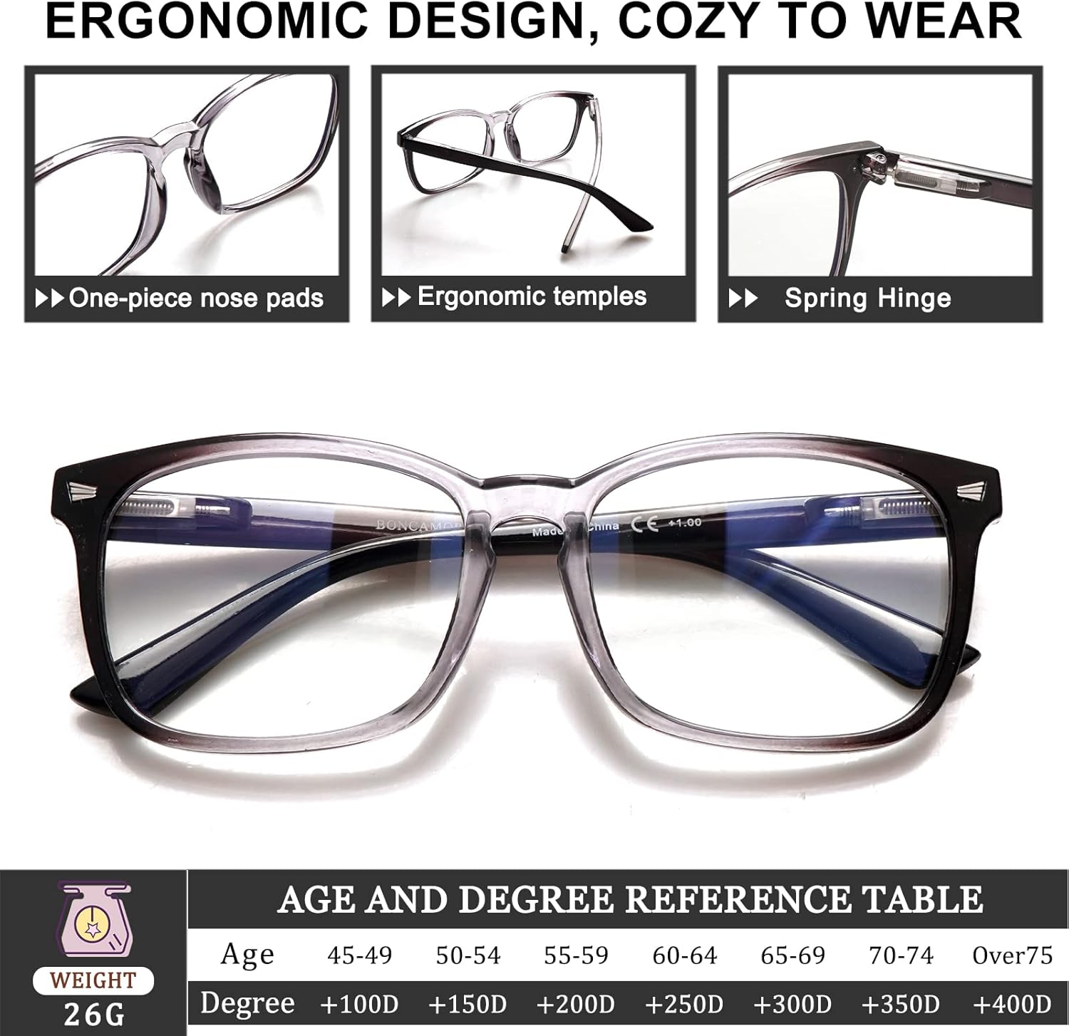 Paquete de 3 lentes de lectura progresivos multienfoque para mujeres y hombres, anti fatiga ocular, bisagras de resorte, lectores de conmutador (3