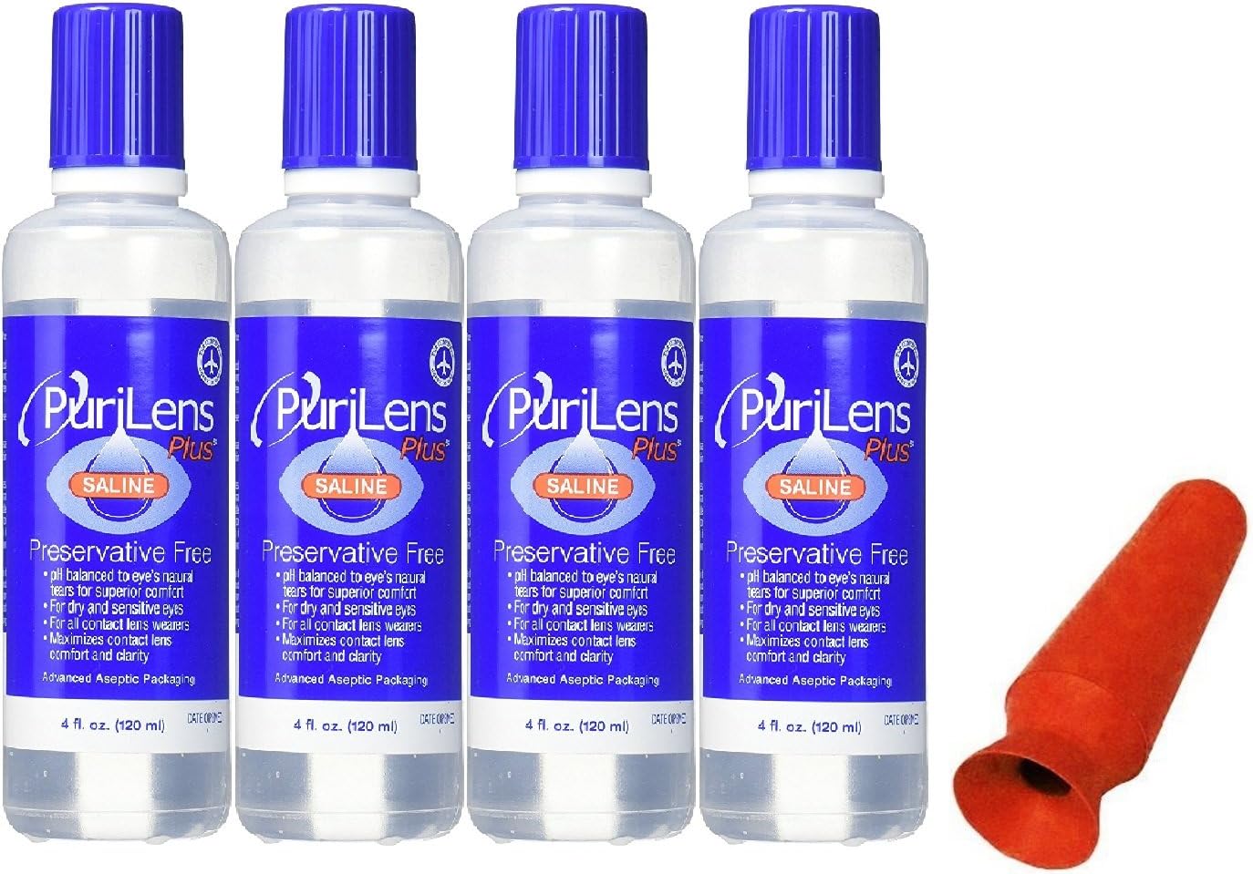 (4) Paquete de manipulador de lentes de contacto grande purilens Plus Saline + Scleral Cup (los colores varían)