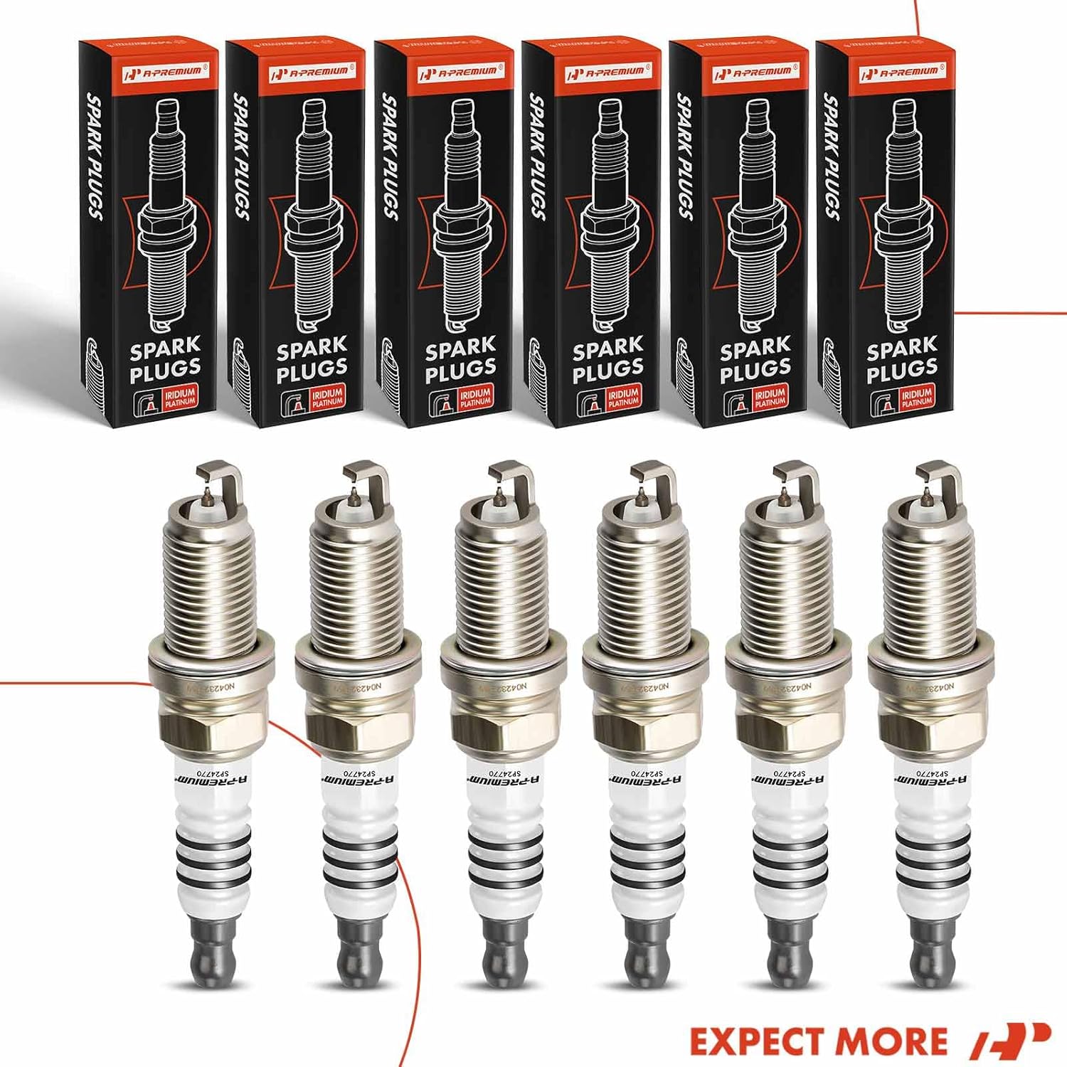 A-Premium Iridium Platinum – Bujías compatibles con Honda Accord 1995-2002, Pilot 2003-2005, Odyssey 1999-2004 y Acura MDX 2001-2002, TL 1999-2003,