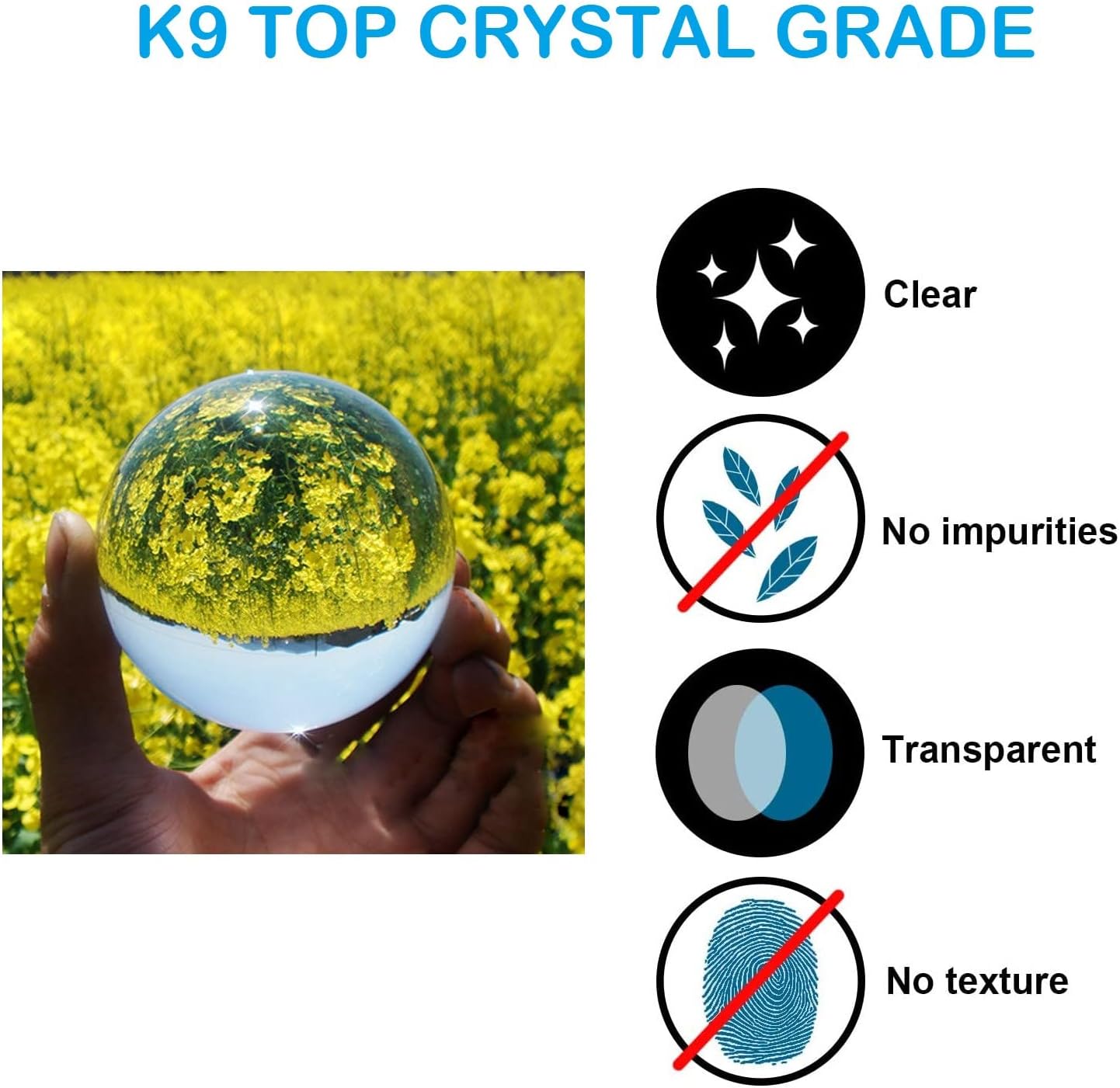 Bola de cristal K9, bola de cristal para fotografía con soporte y bolsa, bola de atrapasoles de cristal K9 con bolsa de microfibra, accesorio