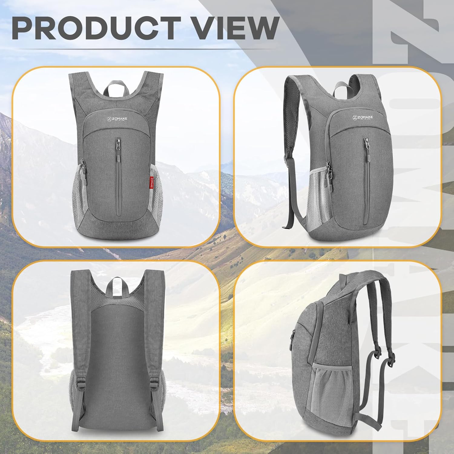 ZOMAKE Mochila pequeña de senderismo plegable de 10 litros, mochila ligera para senderismo para viajes, resistente a desgarros, plegable, paquete de