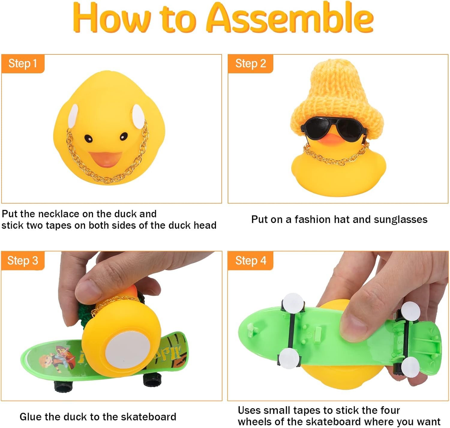 wonuu Adorno de pato de goma para tablero de automóvil, decoración para tablero de automóvil, accesorios de decoración con mini sombrero, collar,