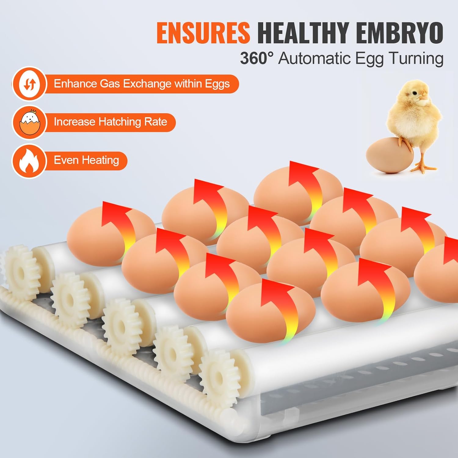 VEVOR 360 incubadoras para eclosionar, girador automático con control de temperatura y humedad, 12 huevos para criar aves de corral con carcasa