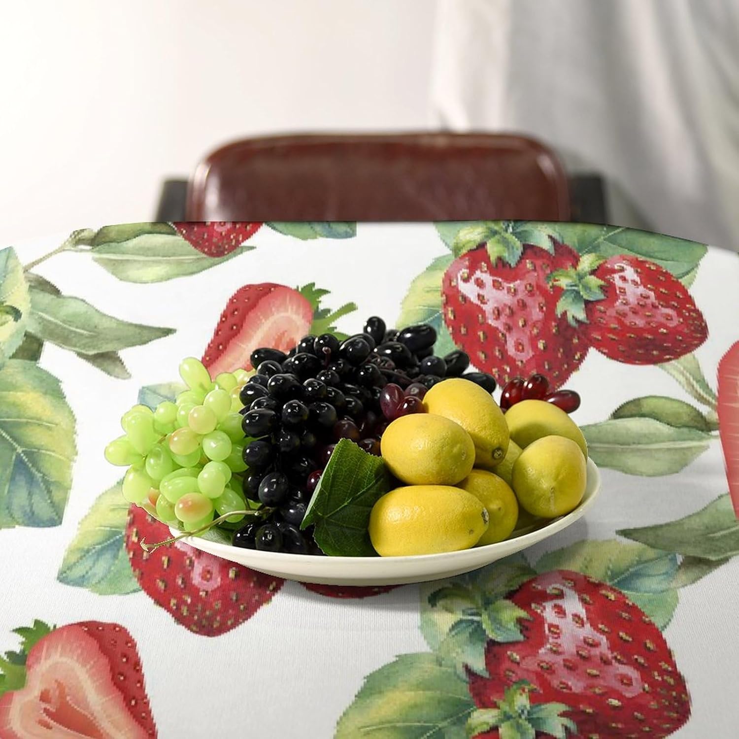 Manteles Negros Mantel rectangular de 60 x 120 pulgadas, estampado natural de frutas frescas, manteles lavables para mesas rectangulares, mantel