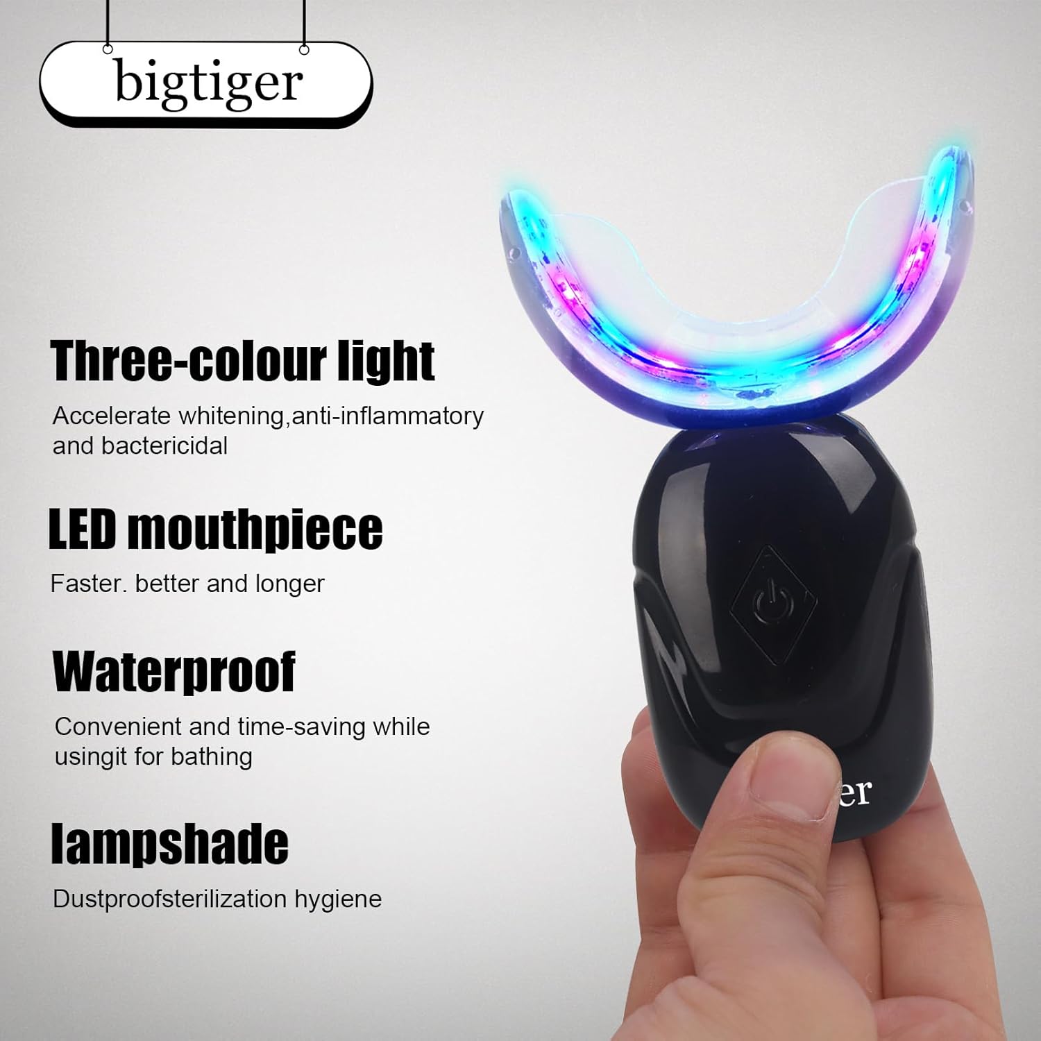 Kit de blanqueamiento dental con bandeja de blanqueamiento de dientes, luz LED inalámbrica, 16 minutos para blanquear los dientes, gel blanqueador