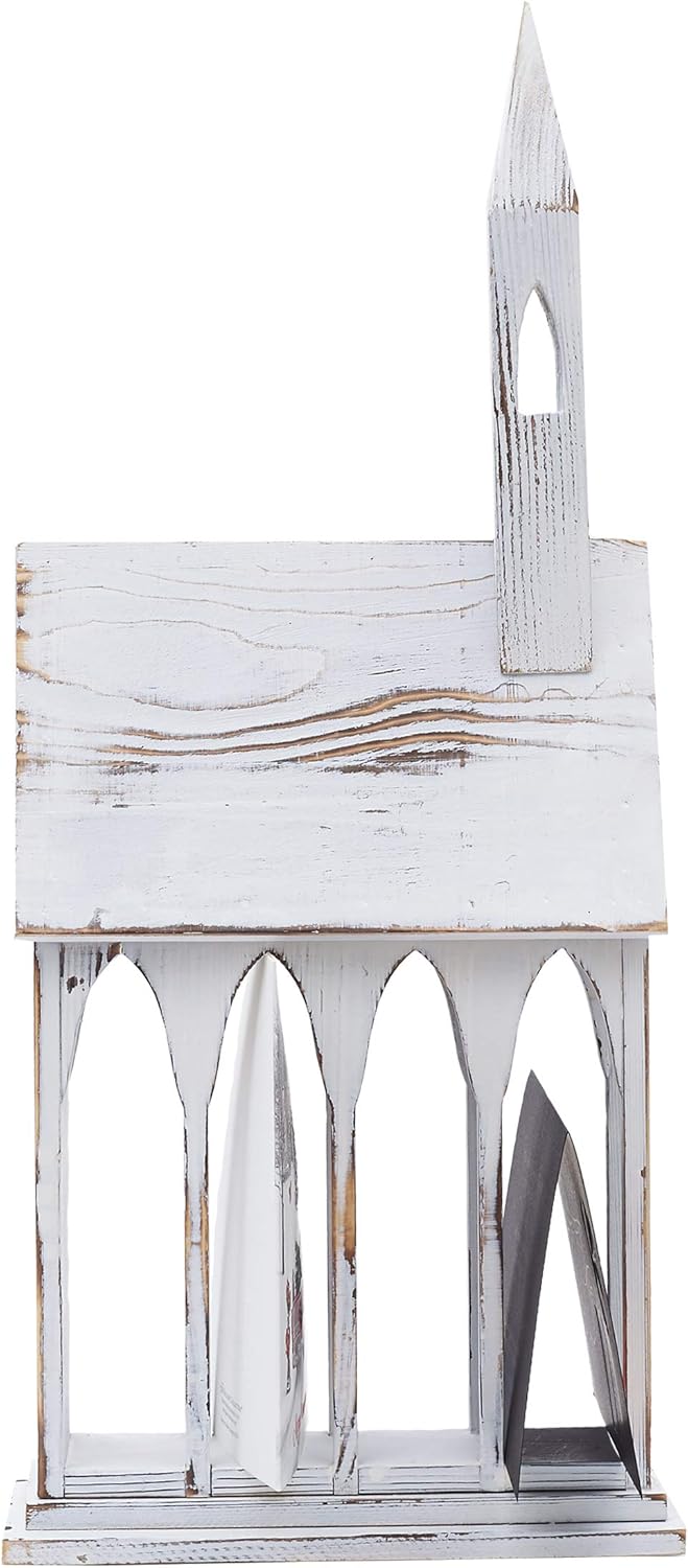 Gallerie II Soporte para tarjetas de iglesia, madera rústica, envejecida, decoración del hogar, decoración para Navidad, vacaciones, día festivo,