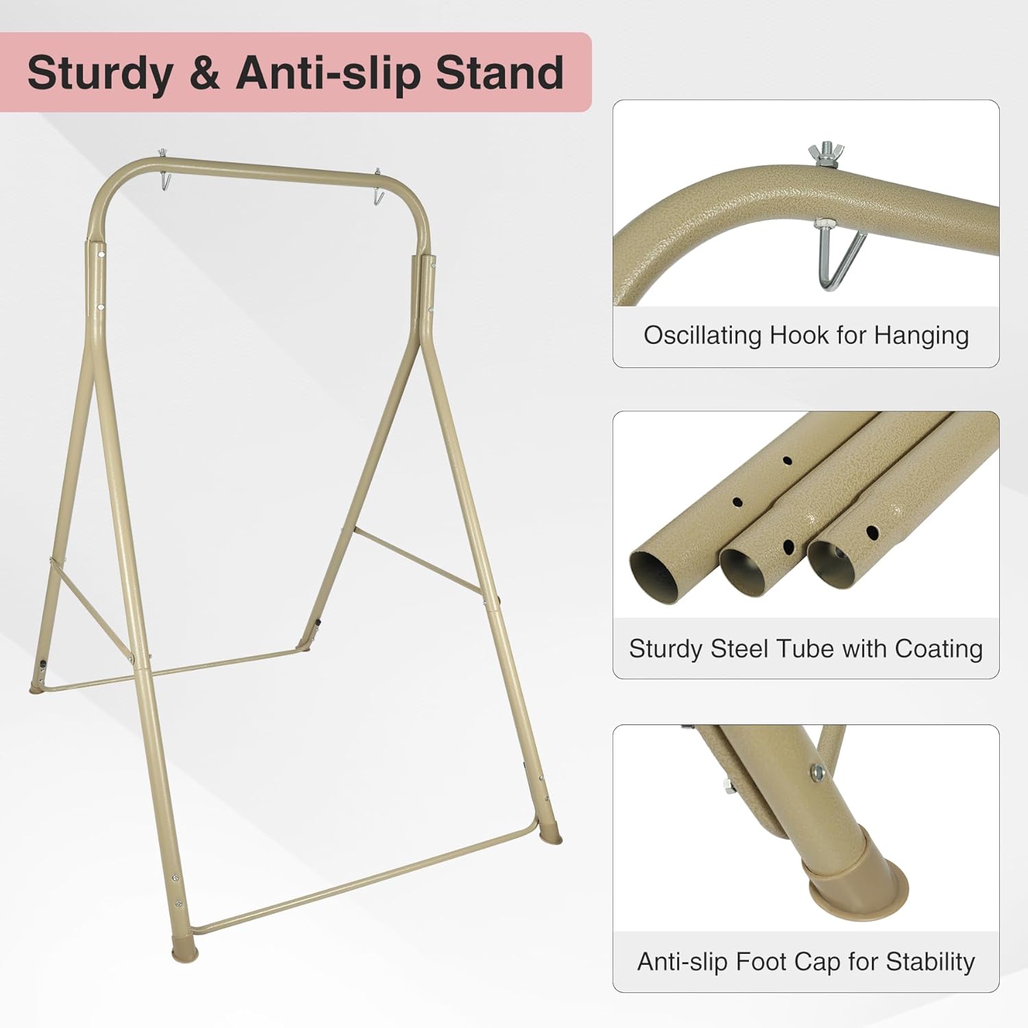 RedSwing Silla hamaca con soporte, silla colgante portátil para adultos, marco de hamaca de acero resistente con columpio colgante para interiores y
