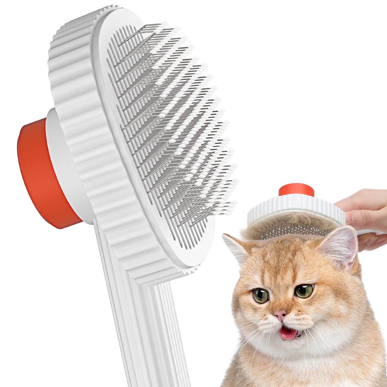 Cepillo para gatos, cepillo de aseo para gatos, cepillo de pelo de gato, cepillo de limpieza autolimpiante para cabello largo y corto, quita las