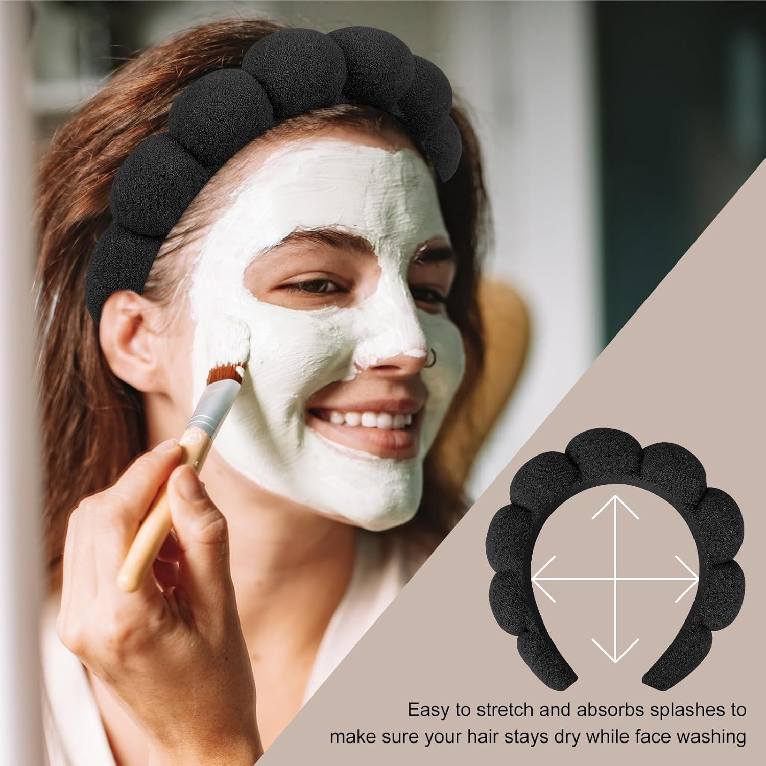 Juego de 6 diademas de spa y muñequeras, diademas para el cuidado de la piel, diadema de maquillaje, diadema de esponja para lavar la cara, diademas