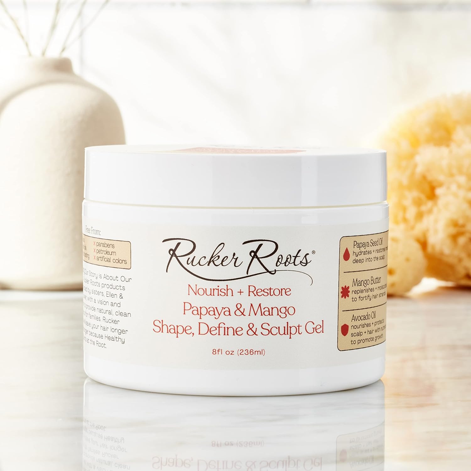 Rucker Roots Nutre y restaura la forma de papaya y mango, define y esculpe el gel