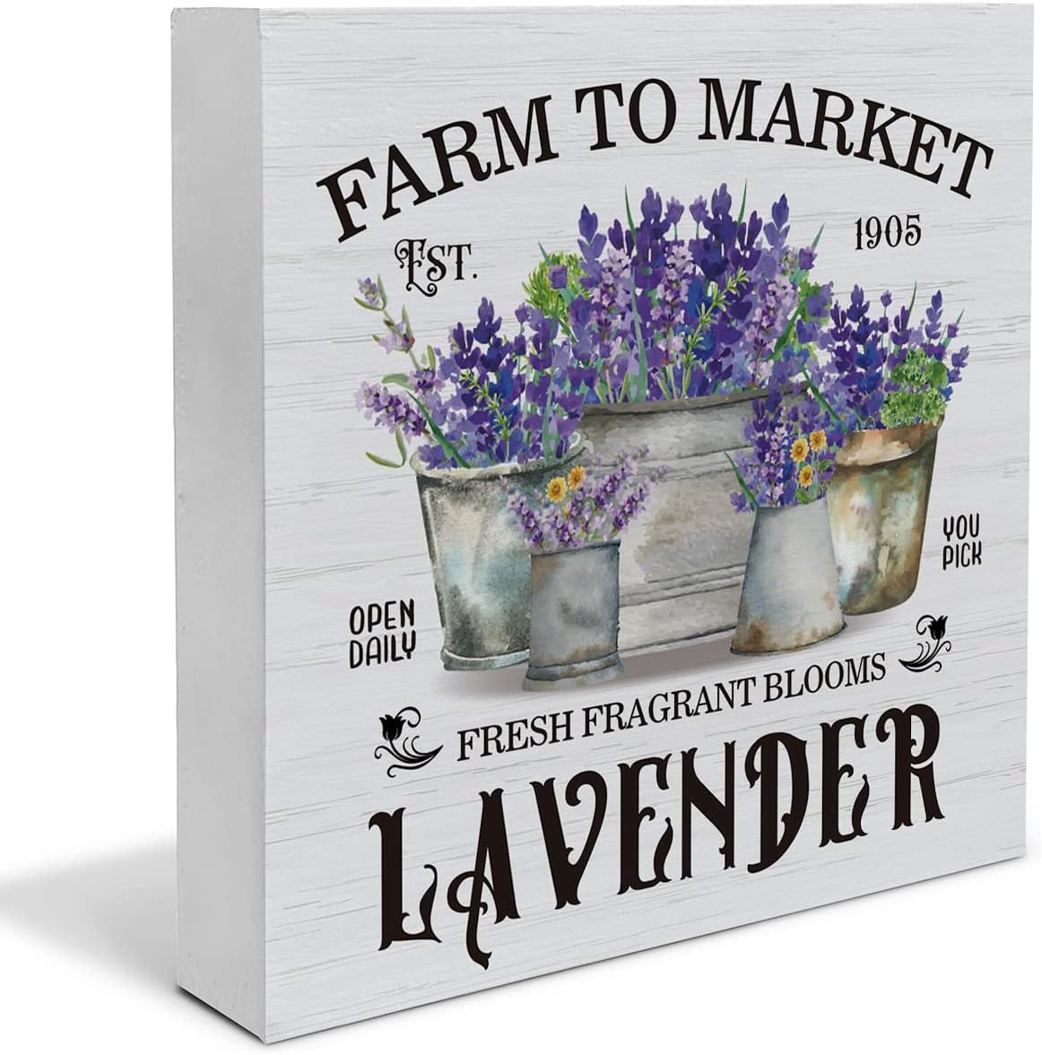Cartel de madera rústica de lavanda para decoración de escritorio, letrero de madera con temática de lavanda, letrero de bloque para el hogar,