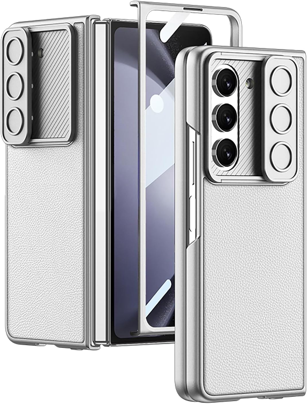 BAILI Fold5 – Funda de piel con ventana de cámara deslizante, protección de 360 HD integrada a prueba de explosiones película de pantalla de vidrio