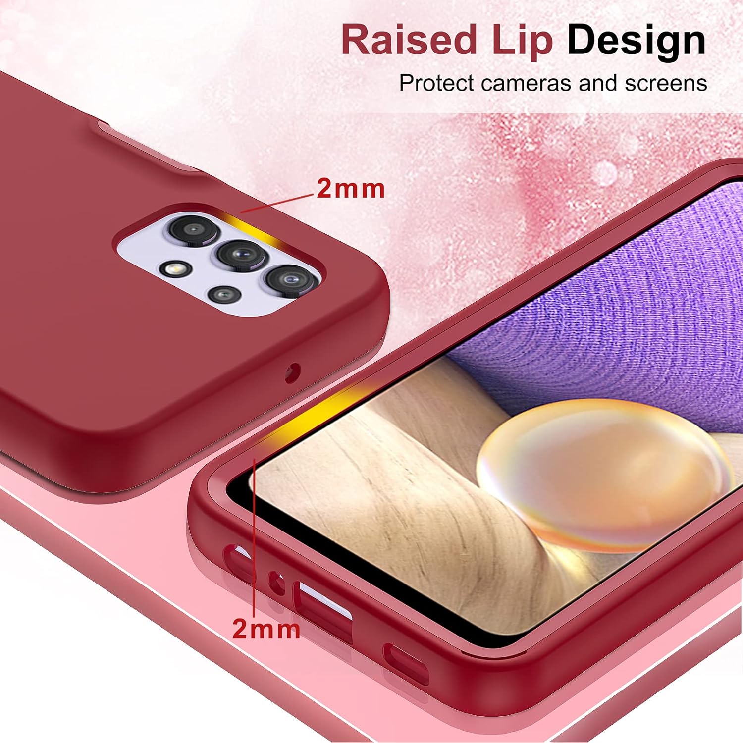 LeYi Funda para Galaxy A32 5G, Samsung Galaxy A32 5G con 2 protectores de pantalla de vidrio templado, funda de silicona líquida suave a prueba de