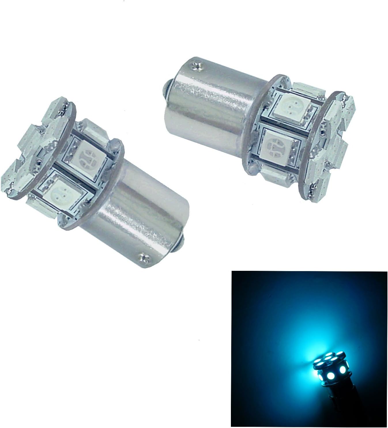 PA 2 bombillas LED 1156 SMD azul hielo para señal de giro, marcador lateral, parada, luz trasera
