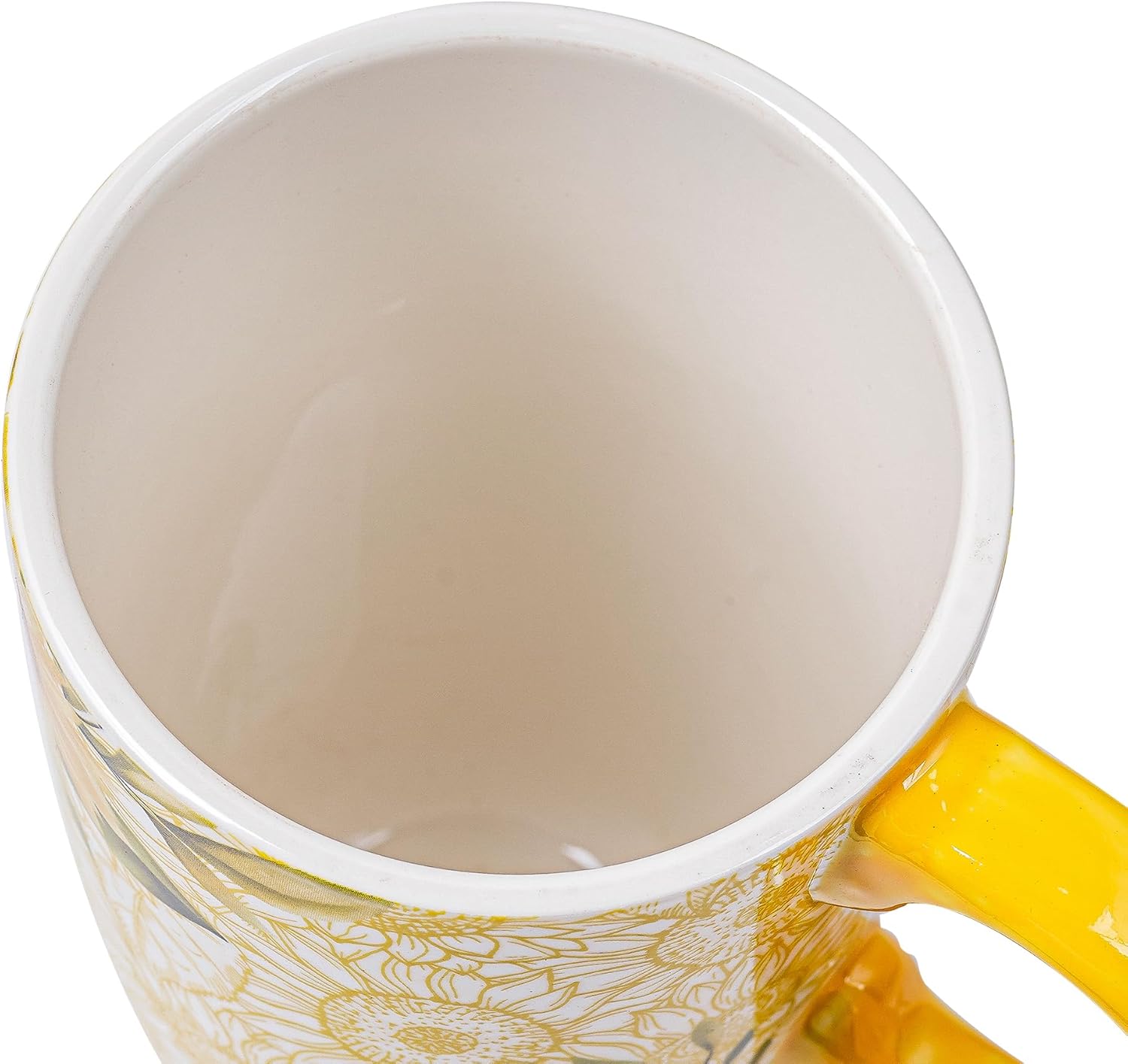 Topadorn Taza de cerámica para café, taza de té de porcelana con tapa en caja de regalo, 17 onzas, girasoles.