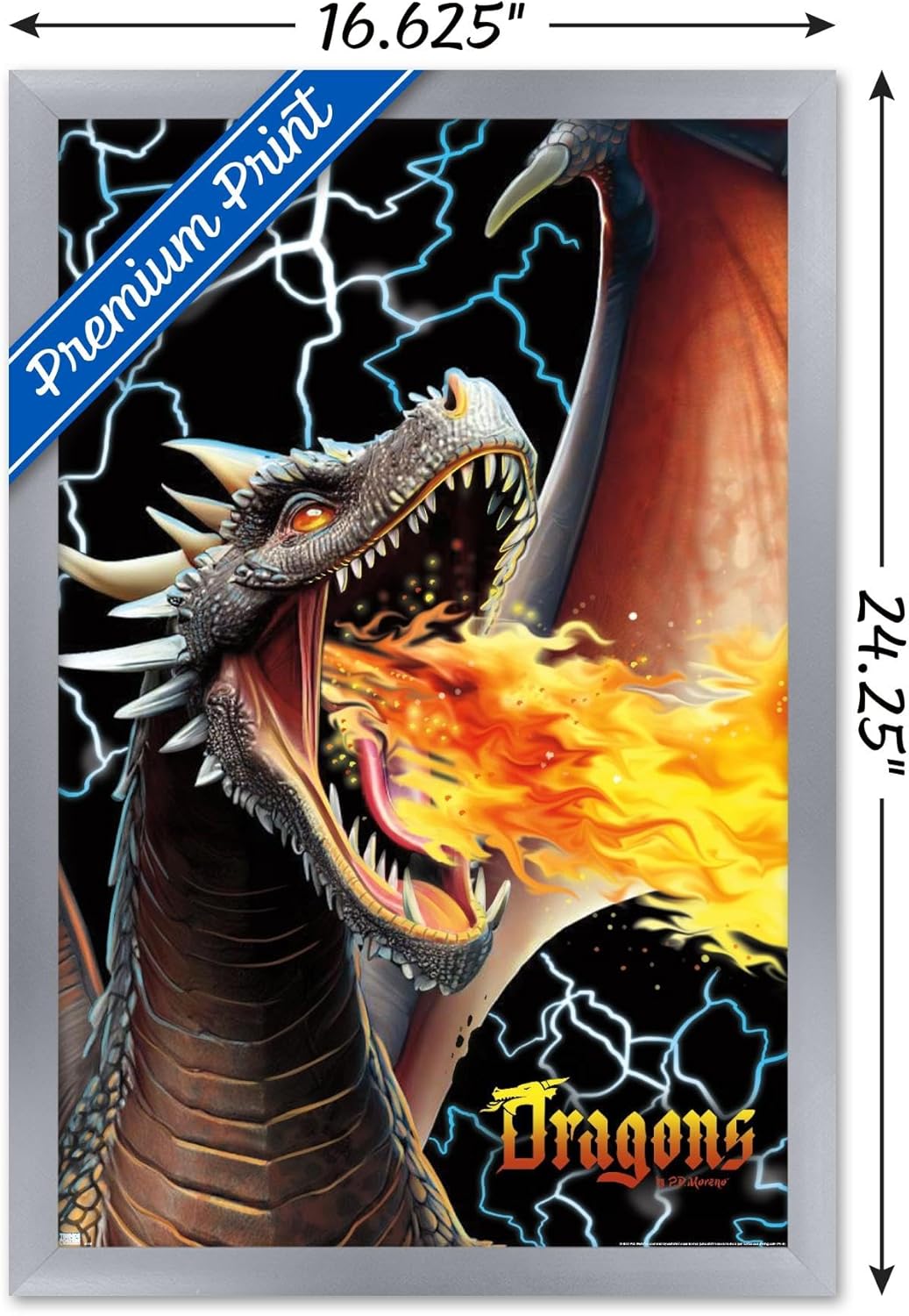 Trends International PD Moreno – Póster de pared de relámpago de dragón