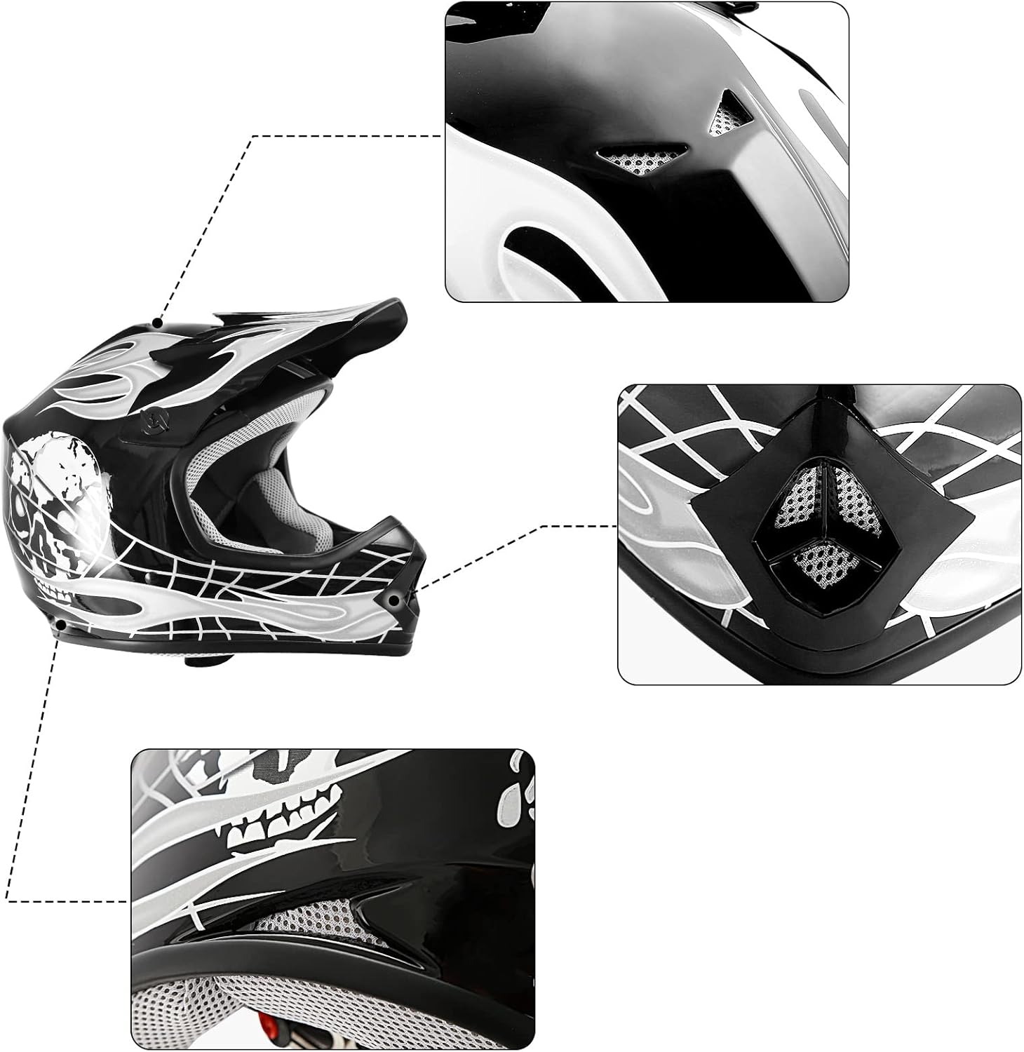 TCT-MOTORPARTS DOT – Casco de motocross ATV para niños y jóvenes, casco de cara completa