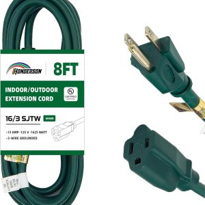 Cable de extensión para exteriores de 8 pies-163 SJTW cable de extensión verde duradero con enchufe de 3 clavijas para mayor seguridad, ideal para Cable de extensión para exteriores de 8 pies-163 SJTW cable de extensión verde duradero con enchufe de 3 clavijas para mayor seguridad, ideal para