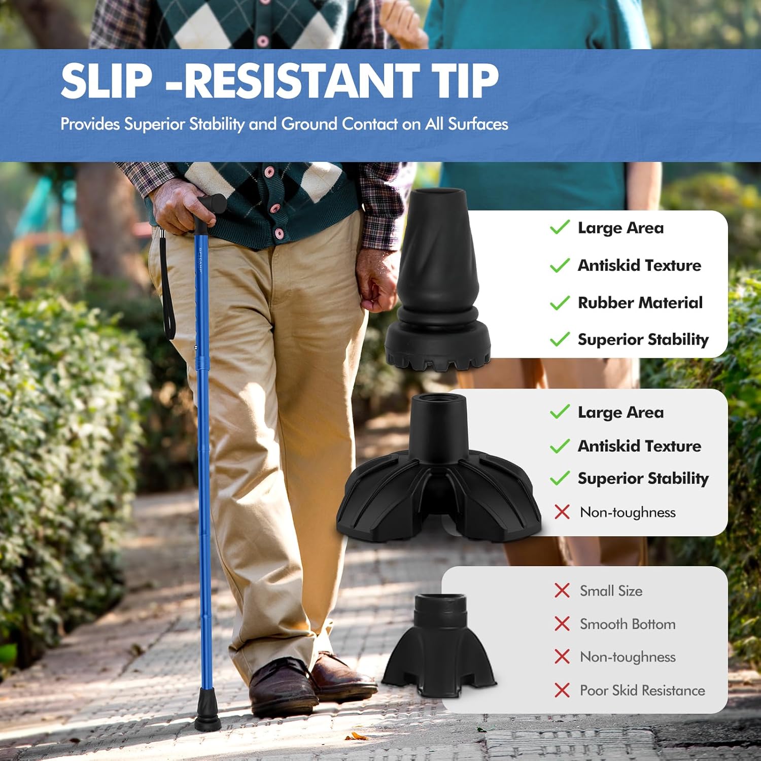 Bastón de caminar G2 para mujeres y hombres, elegante, plegable, plegable, ligero y resistente con cómodas asas en T