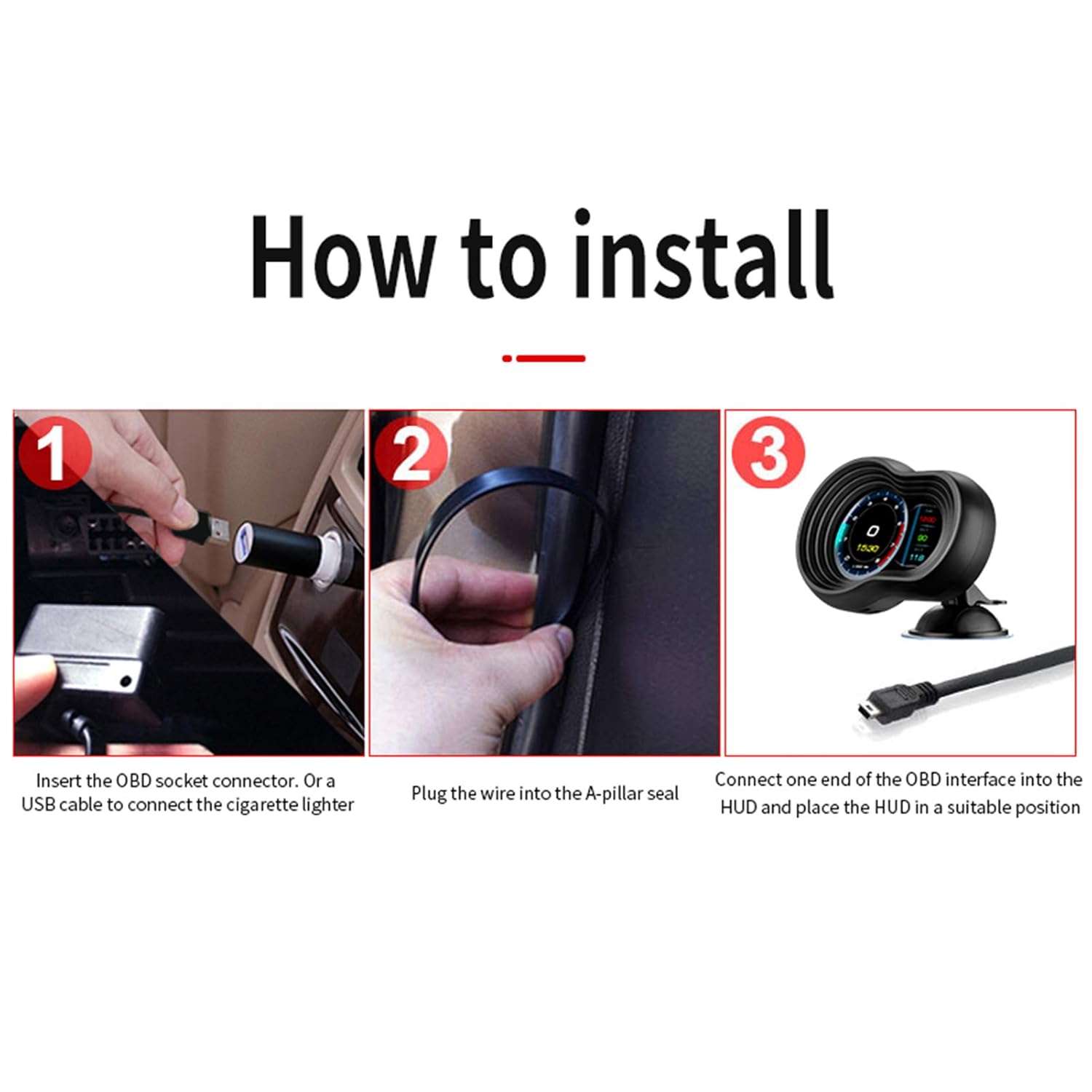 Qiilu Head Up Display, Universal Head Up Pantalla LCD OBD2+GPS Auto HUD Monitor Proyector multifuncional para vehículos que cumplen con los