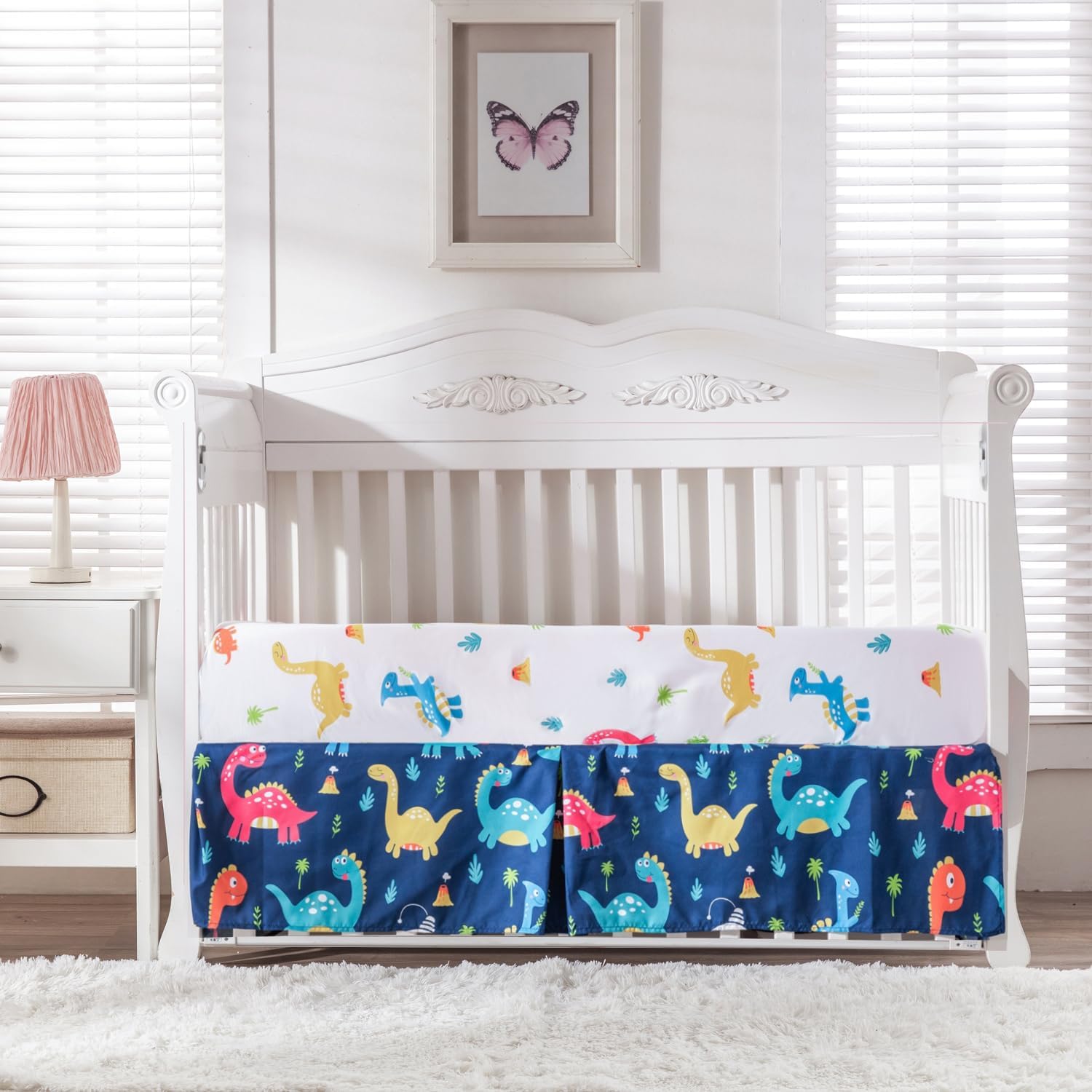 Juego de ropa de cama de cuna para niños, juego de cuna de dinosaurio de 3 piezas para niños, juego de ropa de cama suave para cuna, sábana bajera,