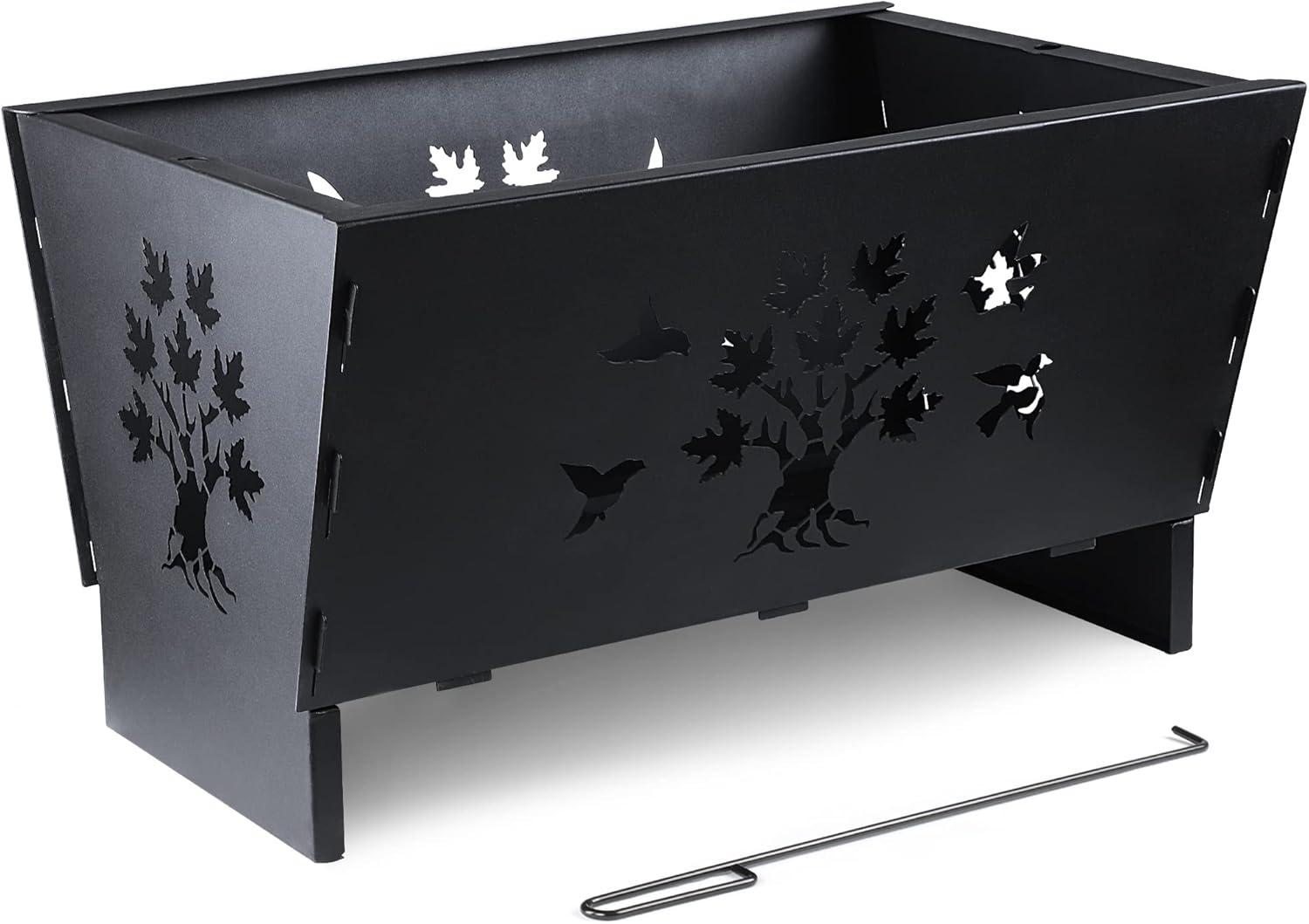 Pozo de fuego, fogatas de madera, hoguera, hogueras para exteriores, hoguera rectangular de hierro fundido de 28 pulgadas para patio, patio trasero