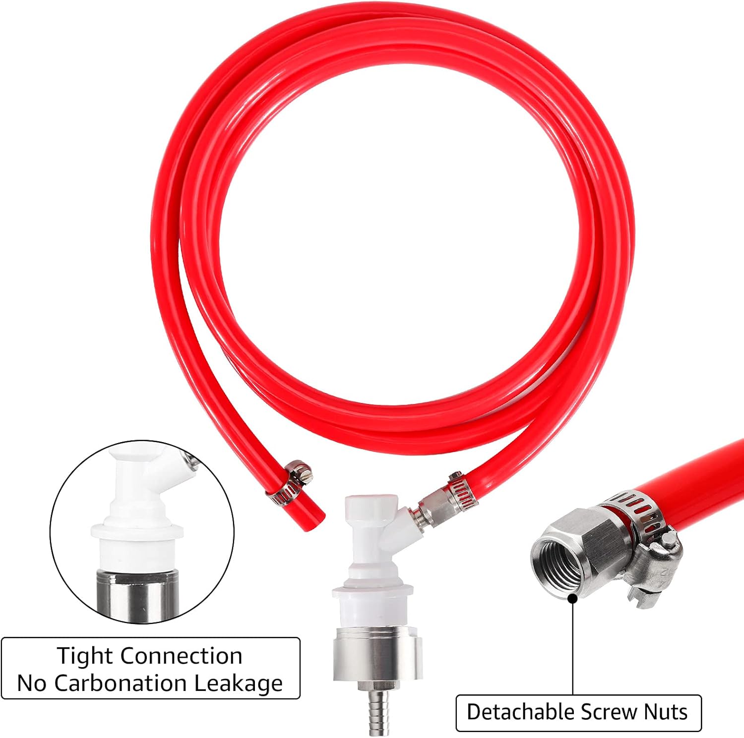 Tubería de línea de gas Co2 de 5.5 pies 516 para ensamblaje Kegerator con tapa de carbonatador de acero inoxidable tapa de carbonatación para