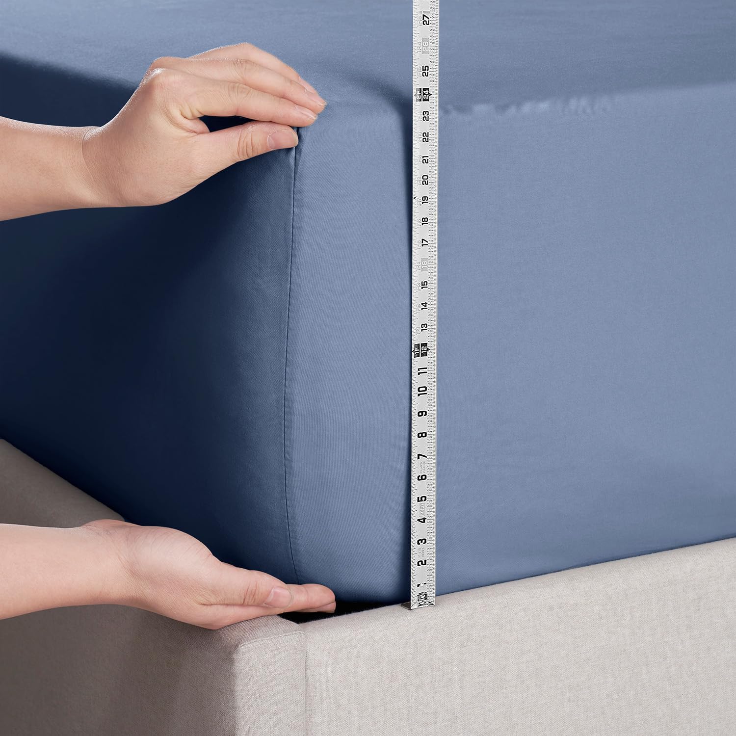 Nestl Bedding – Sábanas bajeras con bolsillo profundo de 53 cm, Microfibra, Azul marino, gemelo