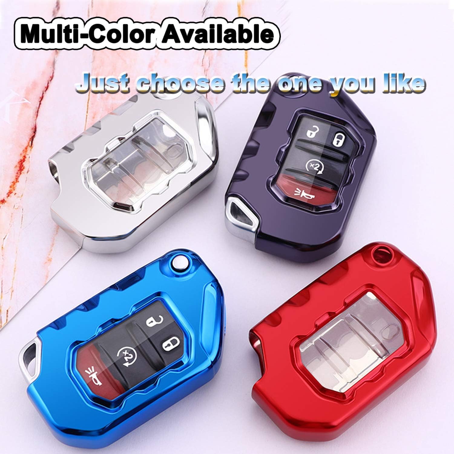 Funda para llavero para Jeep, protección completa, TPU suave, compatible con Jeep Wrangler JL JLU Rubicon 2018 2019 2020 2021 Jeep Gladiator JT
