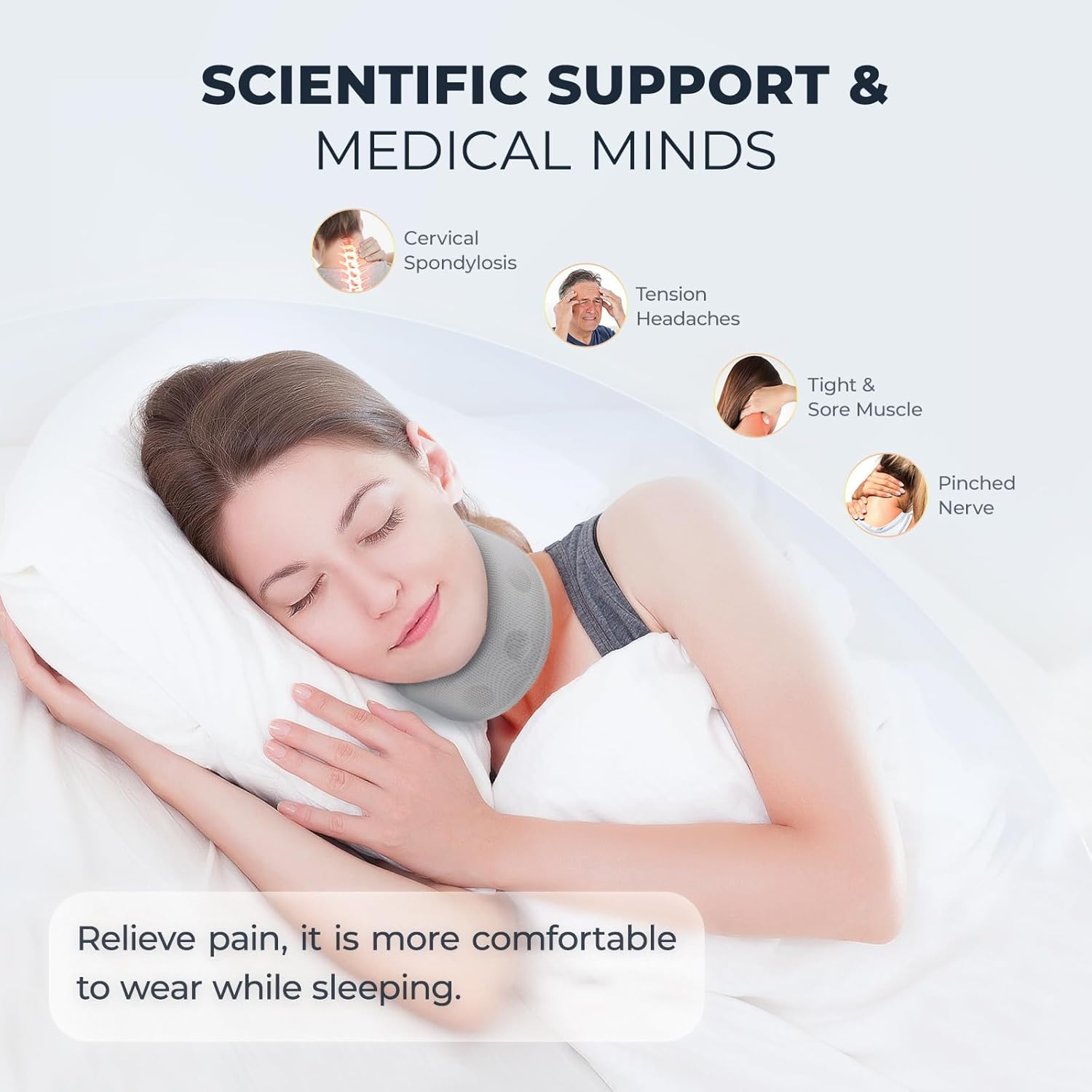 Soporte cervical de espuma para el cuello, soporte suave para el cuello que alivia el dolor y la presión en la columna vertebral, las envolturas