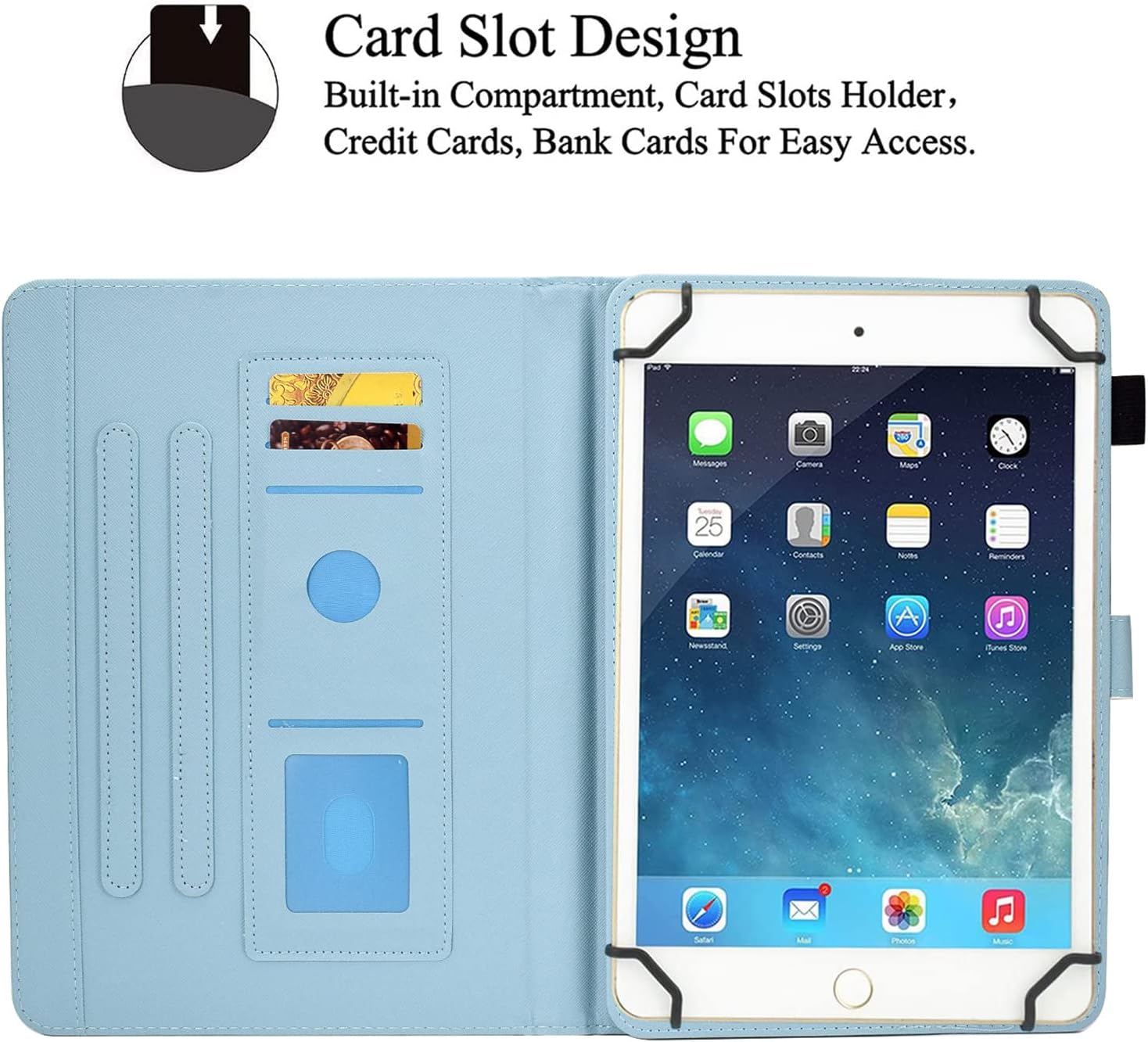 BYCeKe Funda universal para tablet Android de 10 y 10.1 pulgadas, funda con soporte de visión multiángulo, funda protectora de piel sintética
