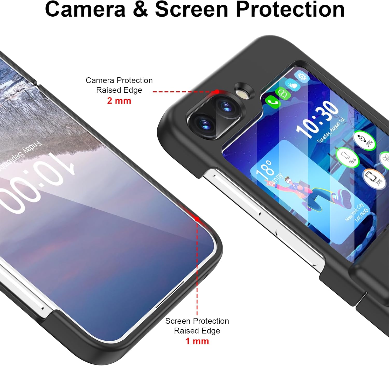 Funda para Samsung Flip 5, Galaxy Z Flip 5 con protección de bisagra cubierta de cuerpo completo para Samsung Galaxy Z Flip 5 5G (negro)