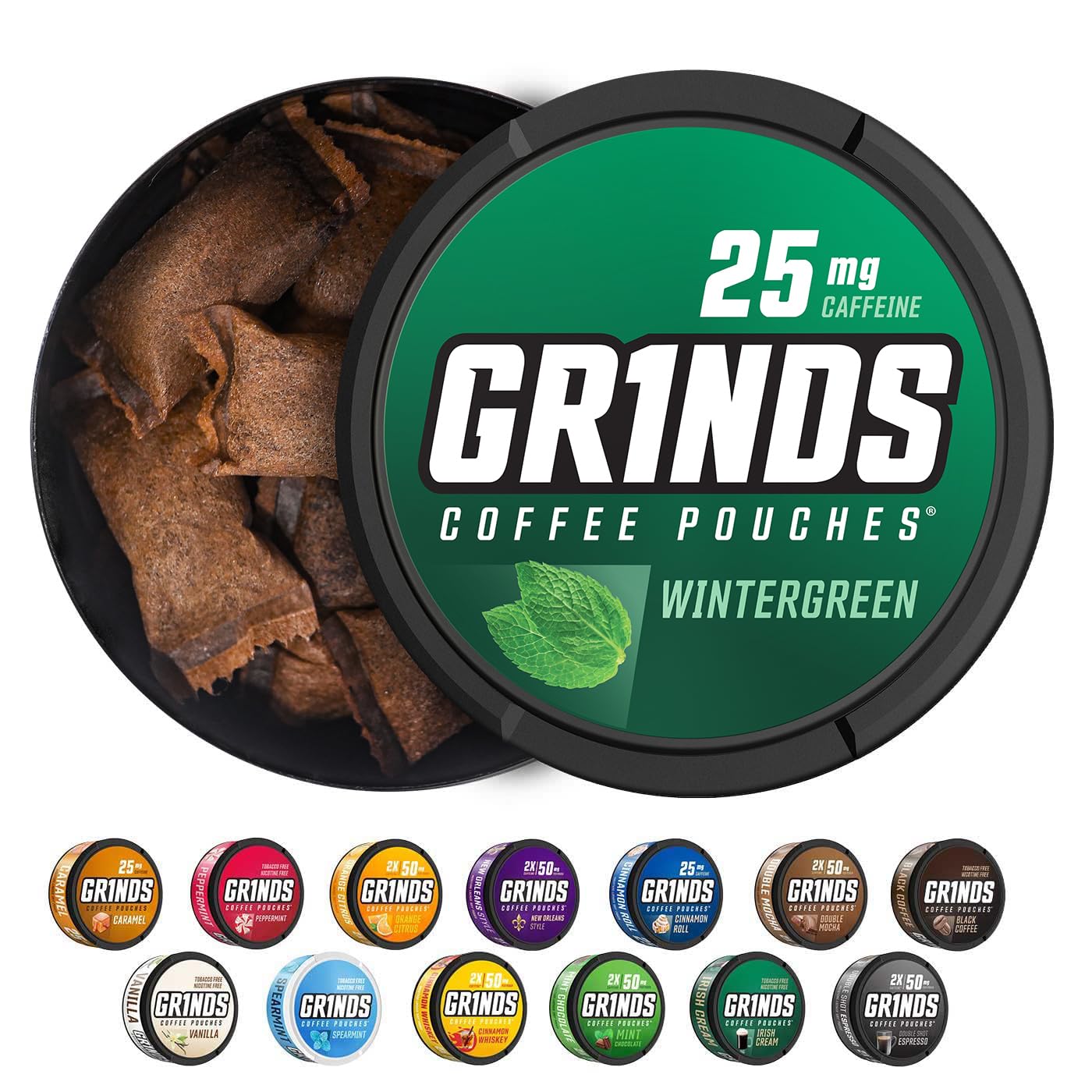 Bolsas de café Grinds  3 latas de vainilla  Sin tabaco, sin nicotina alternativa saludable  18 bolsas por lata