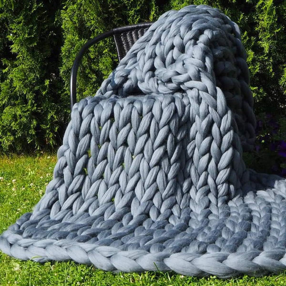 Manta Inverse Growth de punto, gruesa, hecha a mano, de lana tejida, para dormitorio, decoración de cama, para silla, tapete, para mascotas