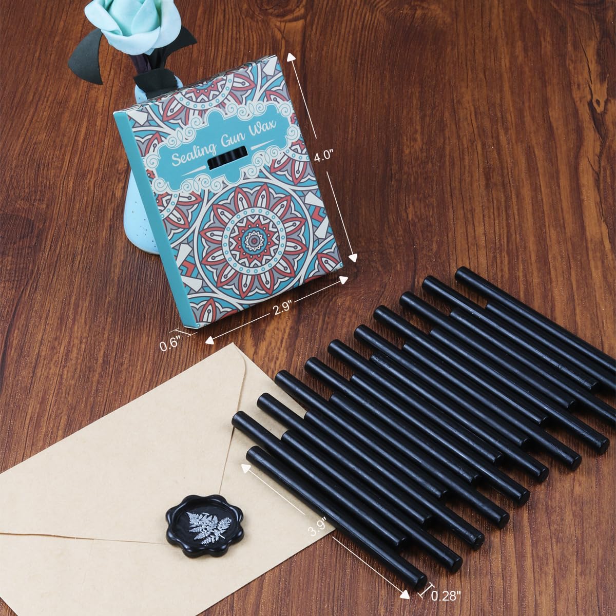40 barras de cera negra, 40 varillas de cera de sellado de pistola de pegamento prémium para sello de cera, perfectas para invitaciones de boda,