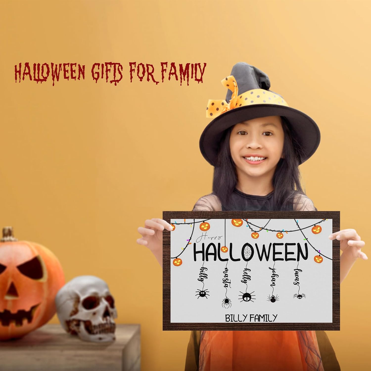 ZBAN Regalos temáticos de Halloween, decoraciones personalizadas de retratos familiares de Halloween para dormitorio, sala de estar, lienzo