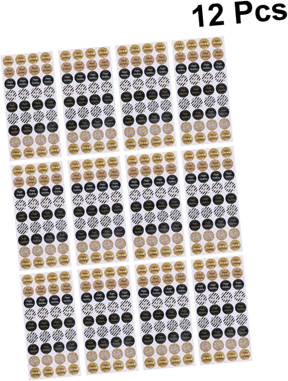 STOBOK 24 Sheets Birthday Gift Tags Labels Kraft Paper Sticker Stickers Birthday Candy Adhesive Gift Tags Birthday Round Sticker Gift Wrapping Kraft