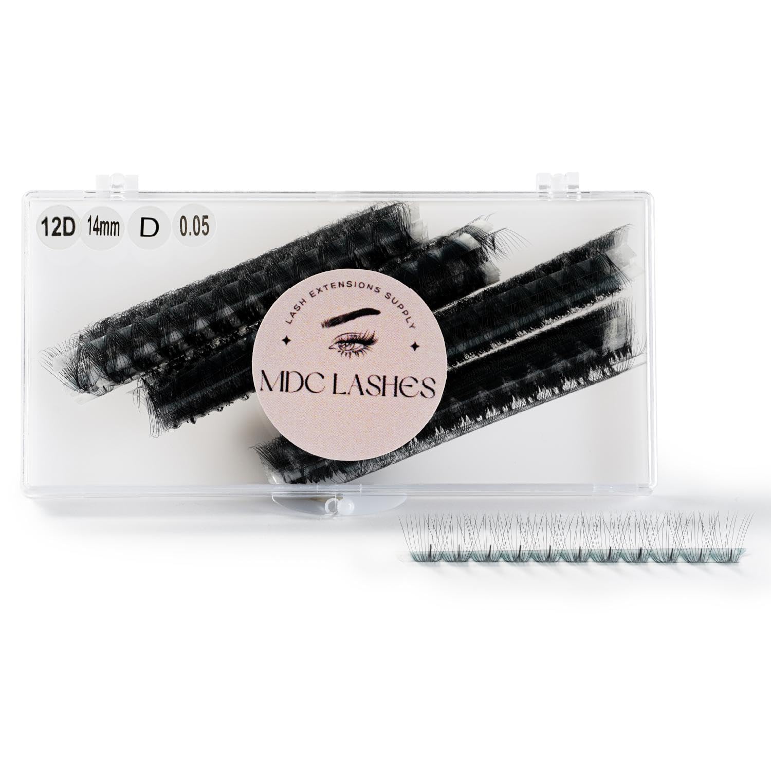 Extensiones de pestañas de volumen prefabricadas con 1000 abanicos, 5D-20D, rizado CCCD, 0.47-0.71 pulgadas de longitud, 0.050.07 de grosor,