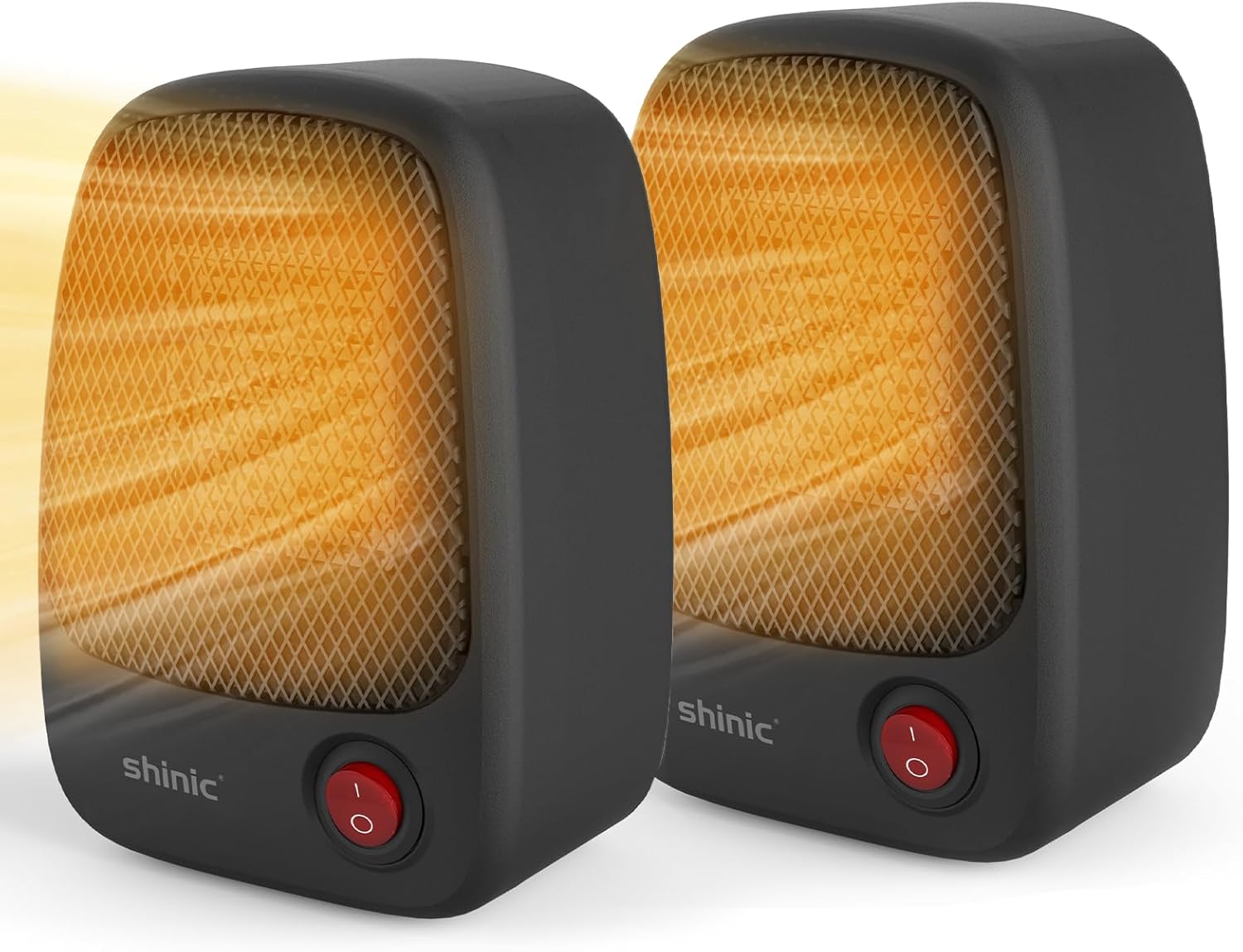 shinic Paquete de 2 mini calentadores personales de cerámica para espacios pequeños, calentador eléctrico portátil de 500 W para uso en interiores,