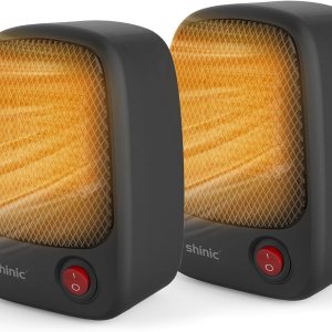shinic Paquete de 2 mini calentadores personales de cerámica para espacios pequeños, calentador eléctrico portátil de 500 W para uso en interiores, shinic Paquete de 2 mini calentadores personales de cerámica para espacios pequeños, calentador eléctrico portátil de 500 W para uso en interiores,