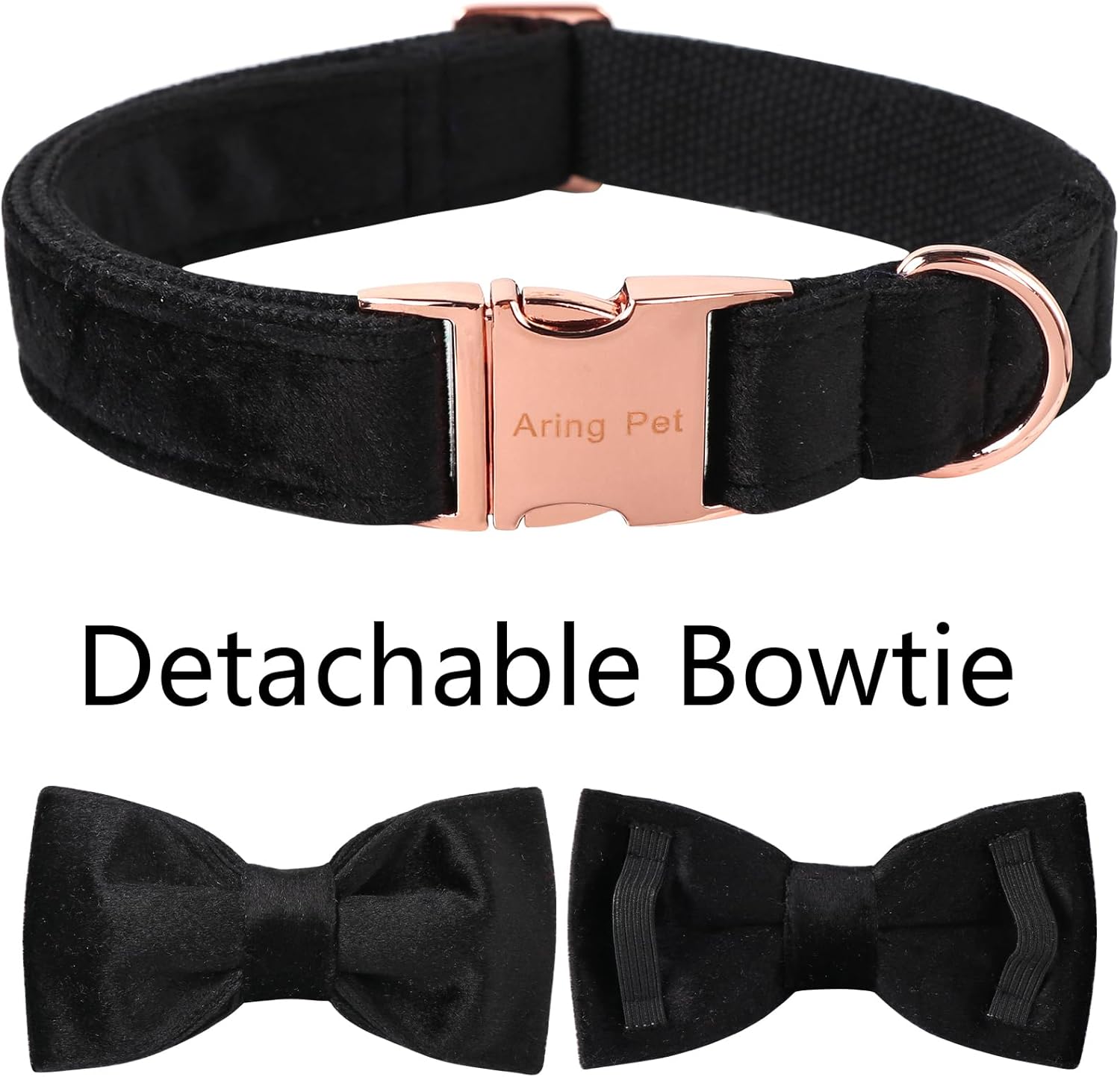 ARING PET Collar de perro con corbatín, collares de terciopelo para perros con corbata de moño extraíble, collar ajustable para perros hembras y