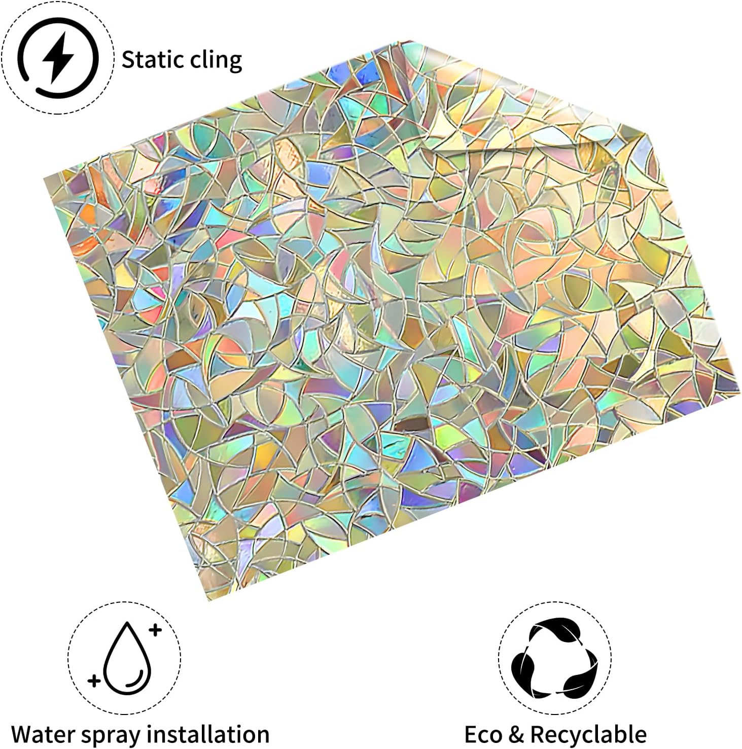 Película de privacidad para ventana de arcoíris, película de vinilo decorativo para ventana, película de vinilo decorativo para ventana de color