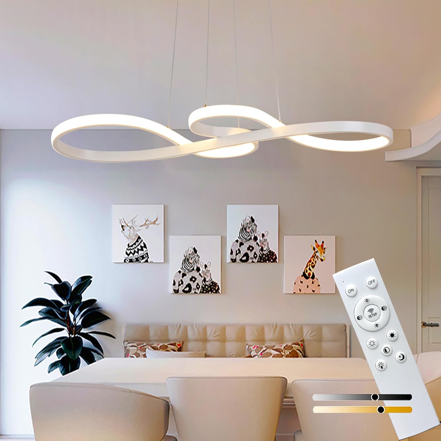 Lámpara LED moderna, lámpara colgante regulable con control remoto, lámpara colgante de montaje empotrado, ajustable, comedor, cocina, isla,