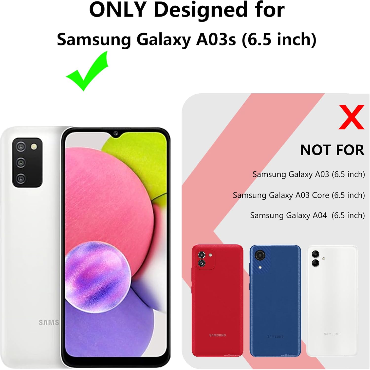 Funda compatible con Samsung Galaxy A03S con protector de pantalla, diseño de corazón de amor, diamantes de imitación brillantes para niñas y