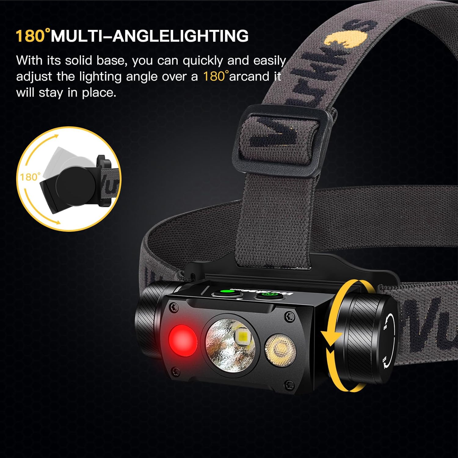 Wurkkos Linterna frontal LED recargable de alto lúmenes, HD50 4000 lúmenes, lámpara de cabeza súper brillante con luz blanca roja, 90 de alto CRI,