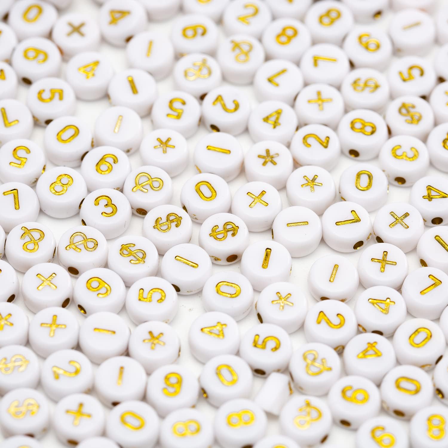500 pulseras de cuentas de símbolo de números acrílicos para fabricación de joyas