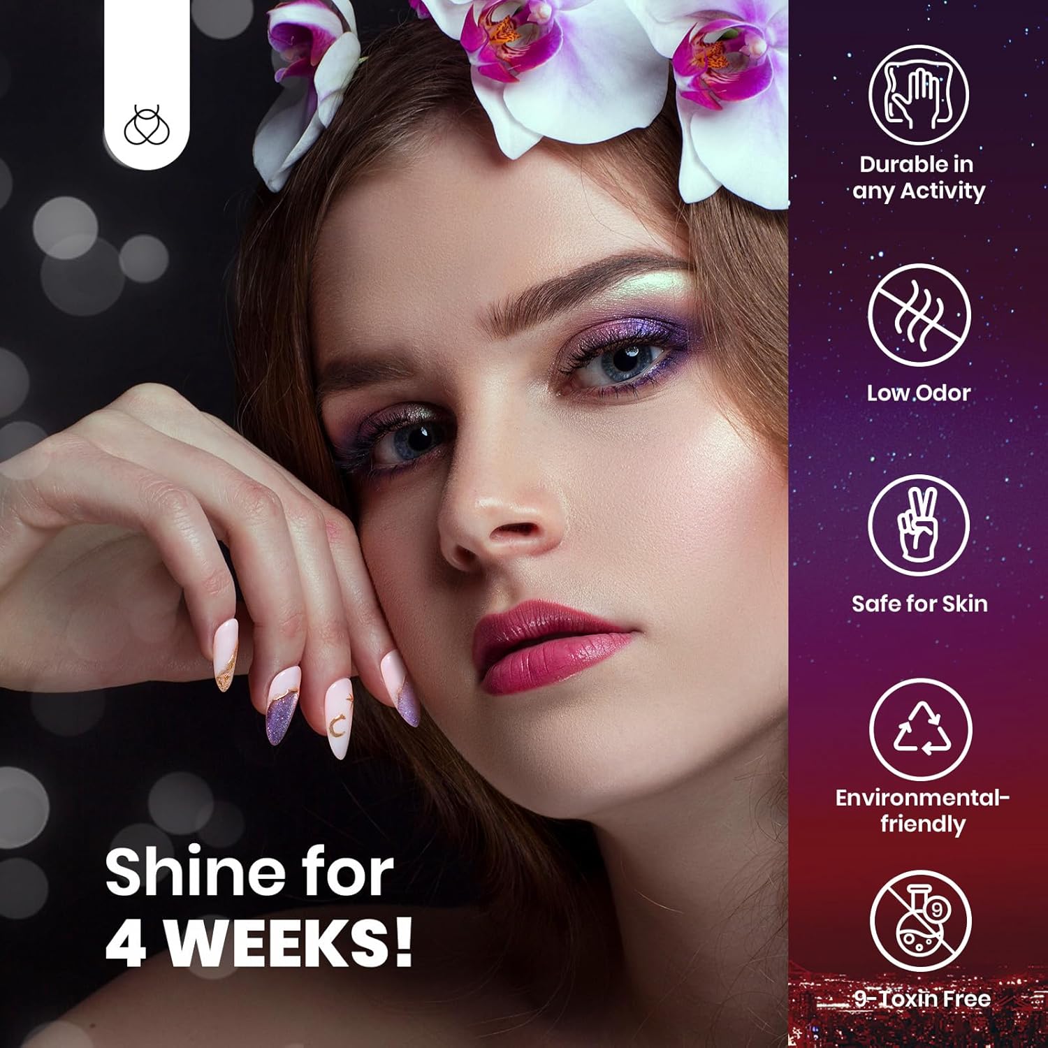 Beetles – Juego de 6 esmaltes de uñas de gel con purpurina holográfica de ojo de gato, rojo, morado, azul, con imán, para primavera, semipermanente,
